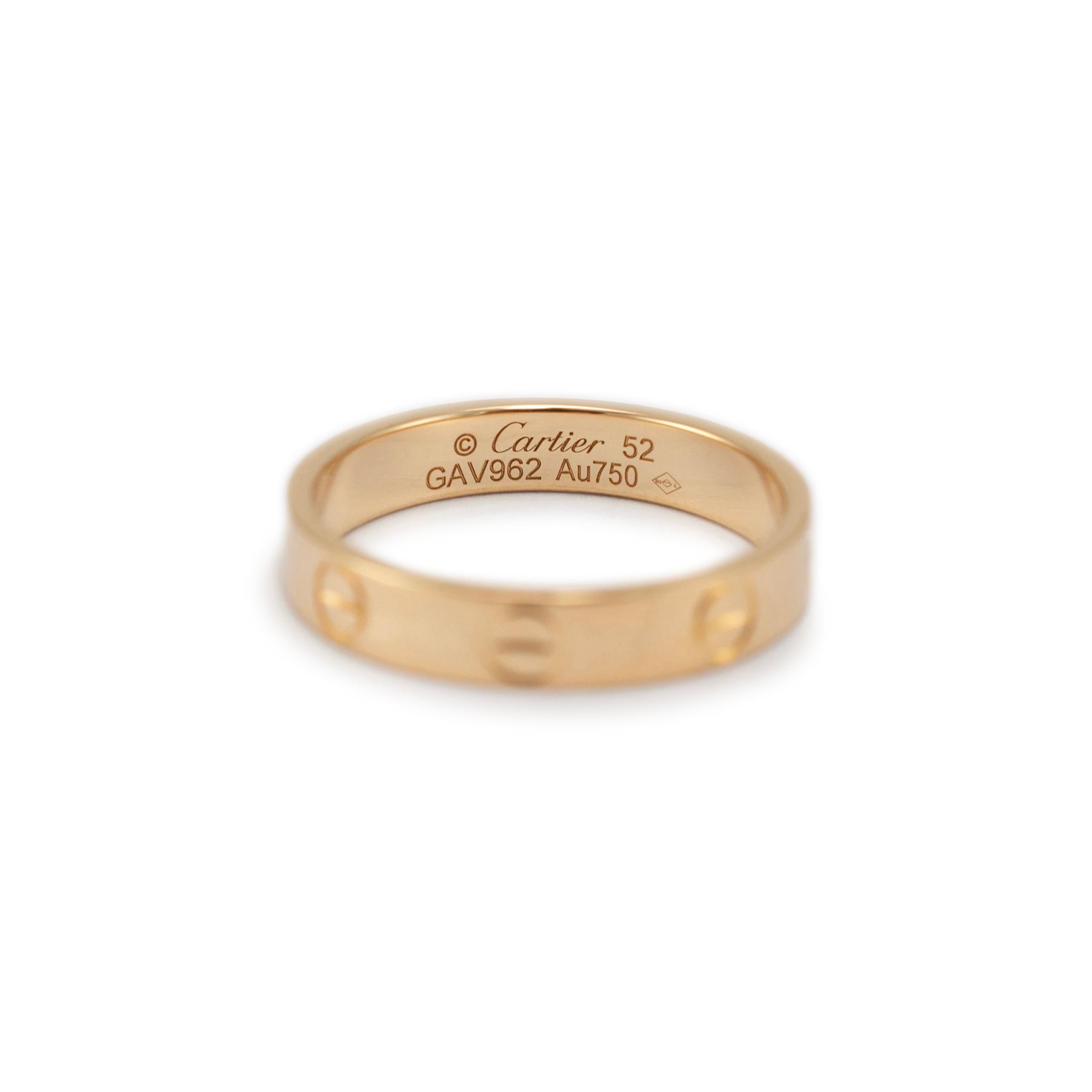Cartier 18K Yellow Gold Mini Love Wedding Band Ring 1