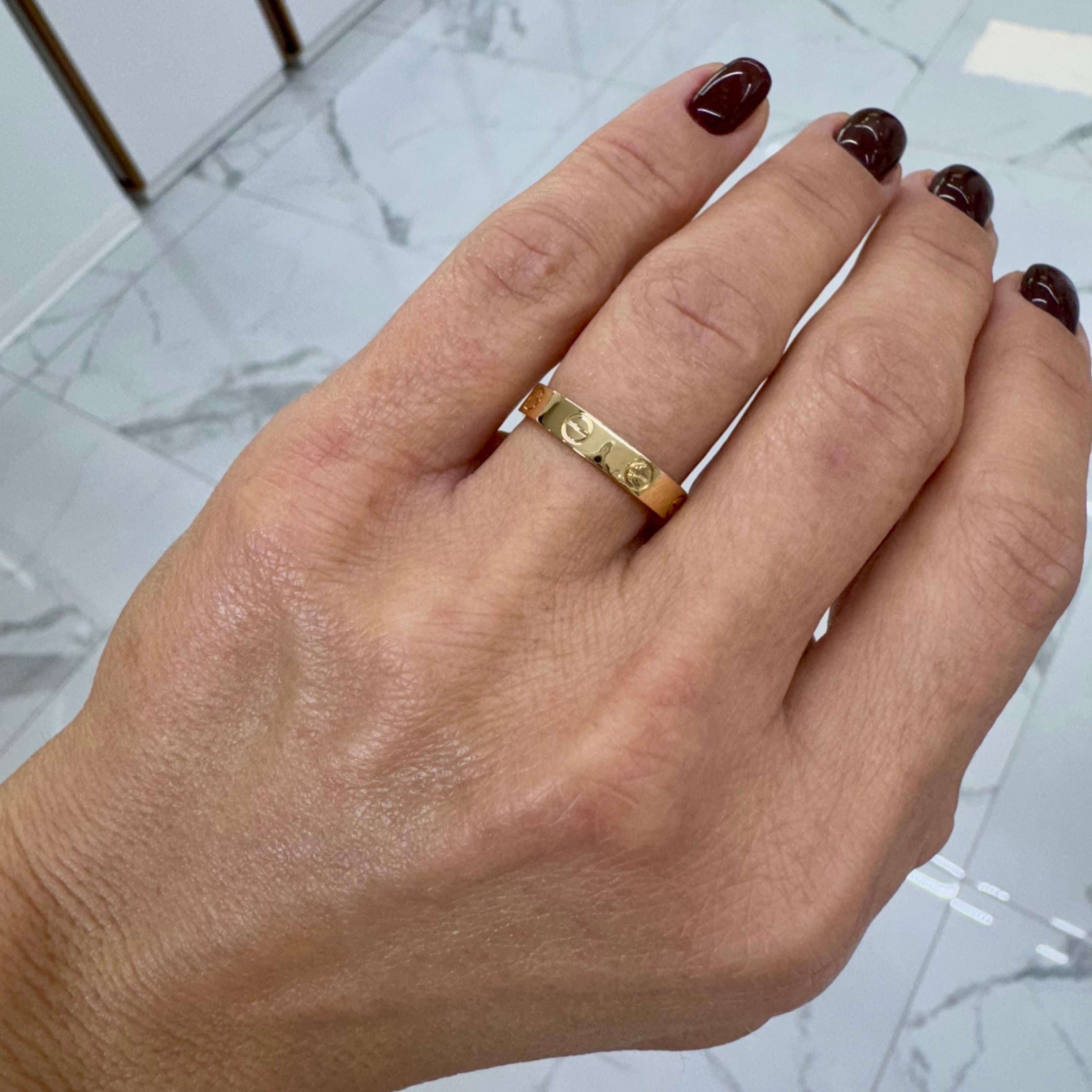 Cartier 18K Yellow Gold Mini Love Wedding Band Ring 2