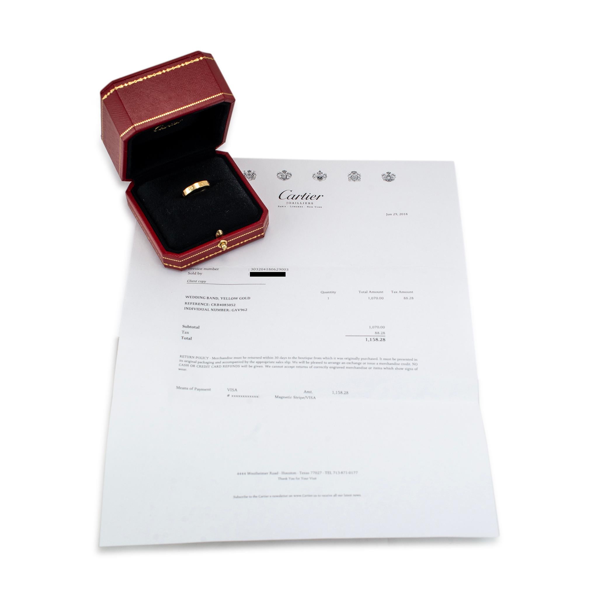 Cartier 18K Yellow Gold Mini Love Wedding Band Ring 4