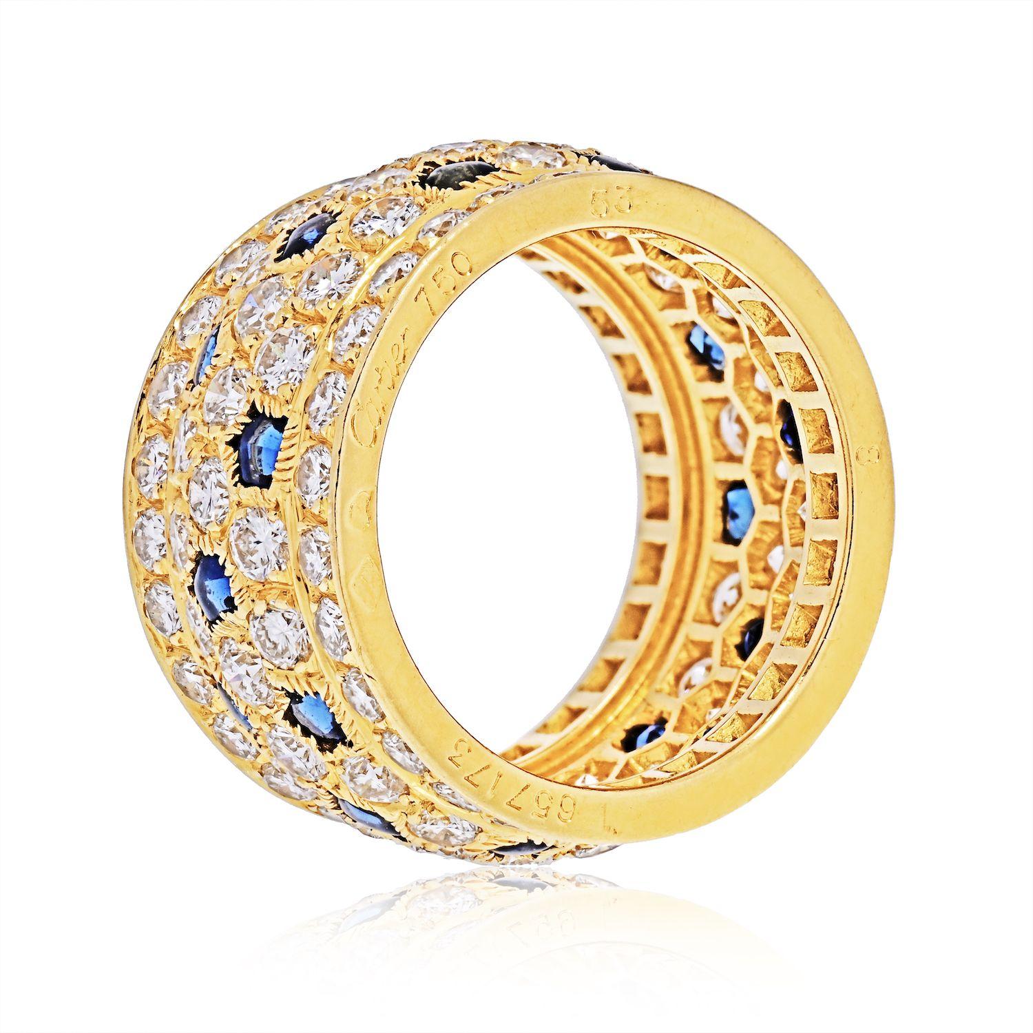 Cartier: Ring aus 18 Karat Gelbgold mit Nigeria Diamant und Saphir im Zustand „Hervorragend“ im Angebot in New York, NY