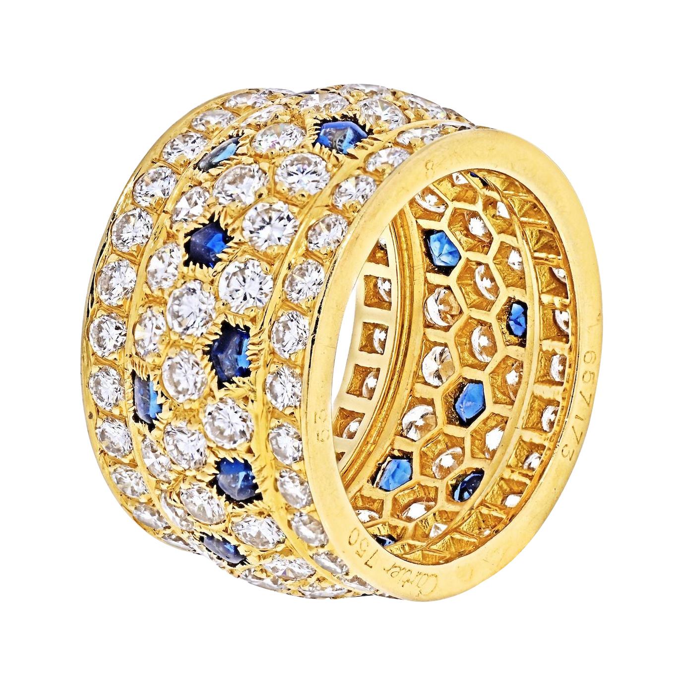Cartier 18k Yellow Gold Nigeria Diamond Sapphire Ring
