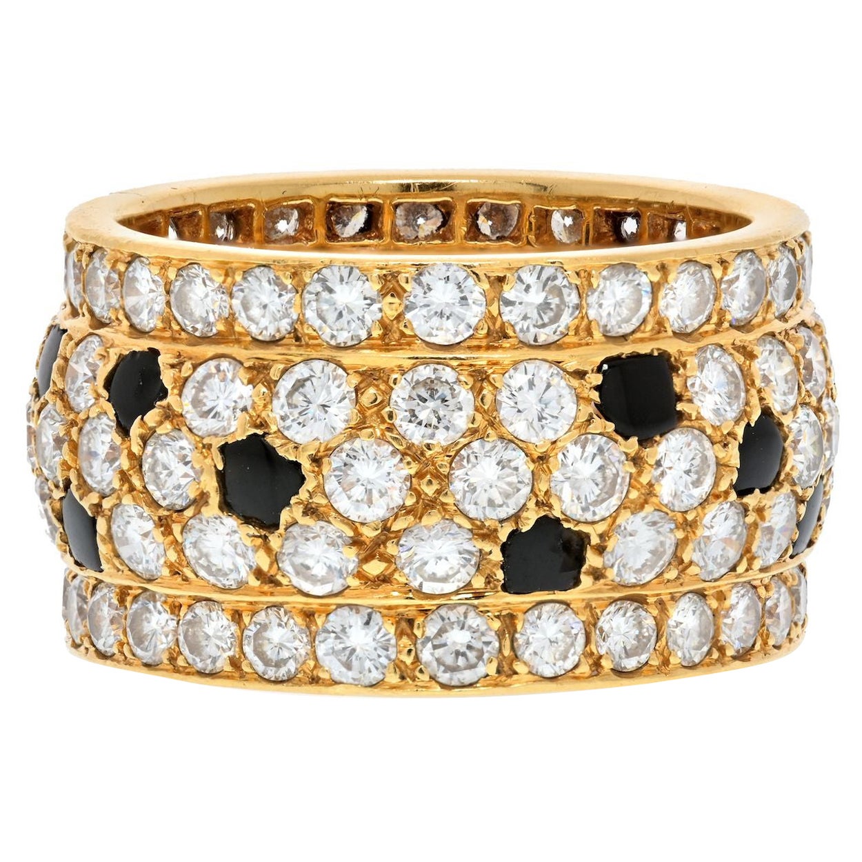 Anello Cartier in oro giallo 18 carati con onice nigeriana e diamanti bianchi in vendita