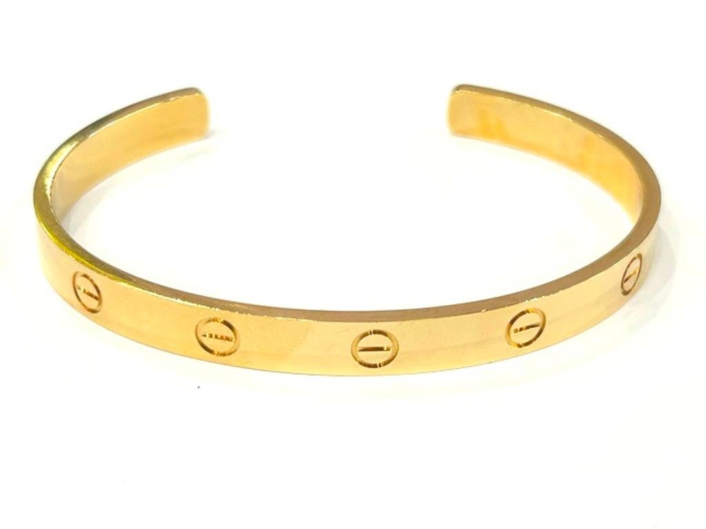 Cartier 18K Yellow Gold Open-Cuff Love Bracelet Classic Model 1