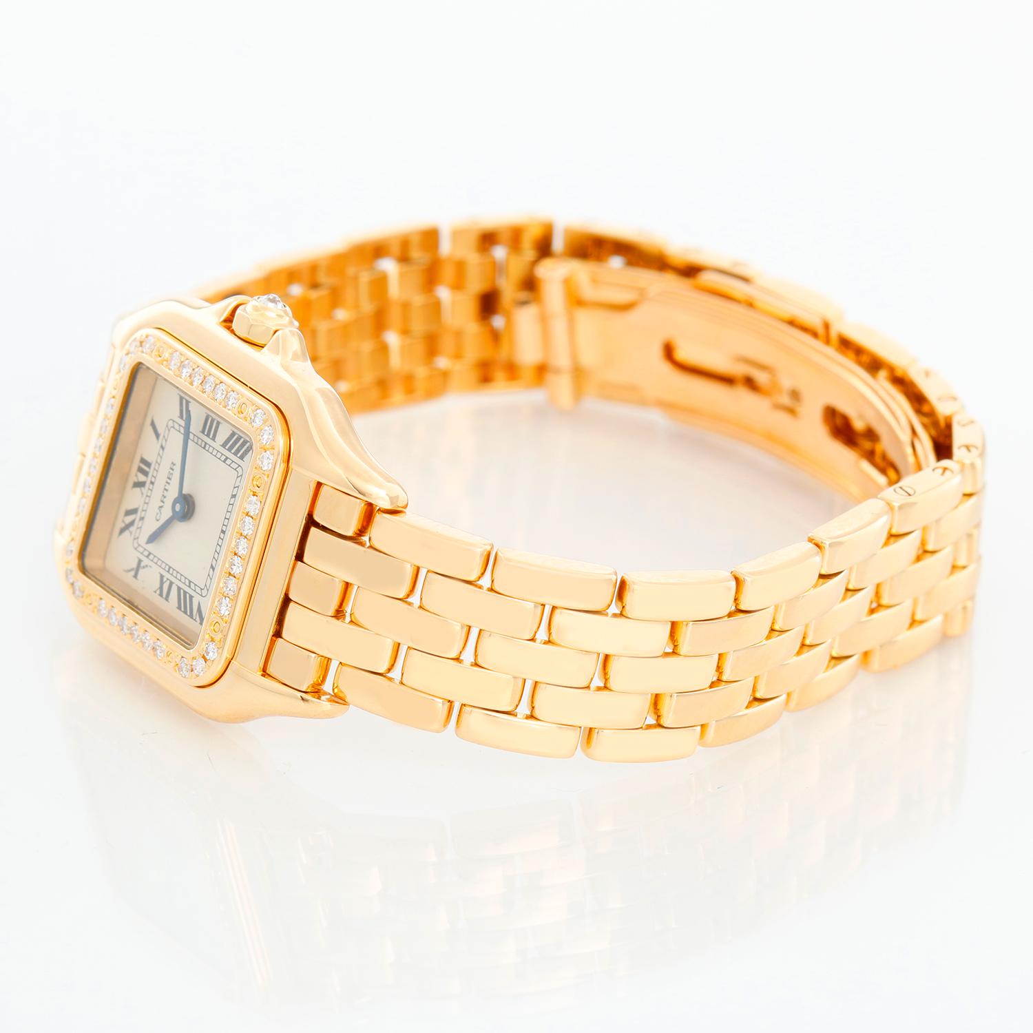 Cartier 18K Yellow Gold Panther Ladies Watch WF3254B9 1280 In Excellent Condition In Dallas, TX
