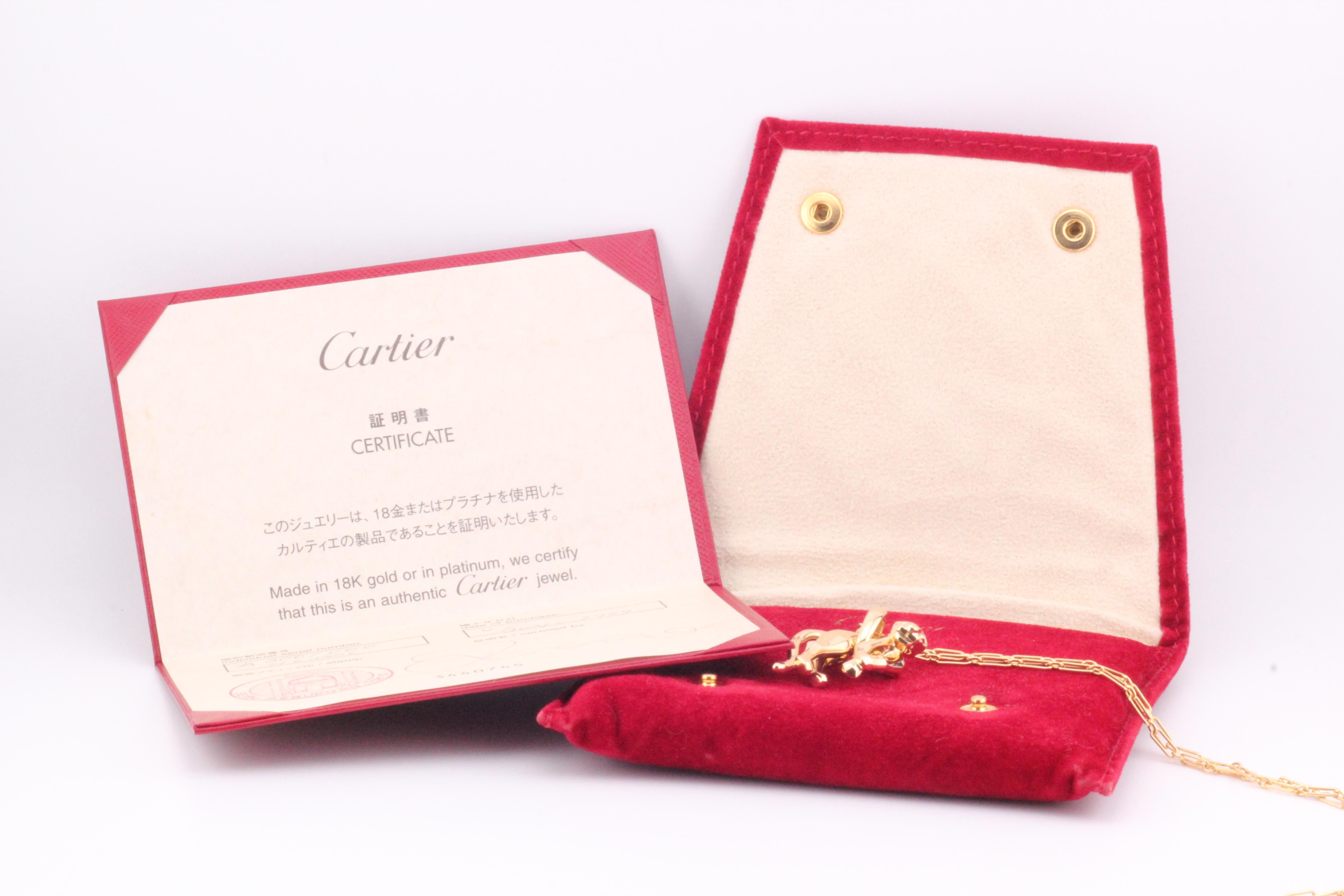 Cartier 18k Yellow Gold Panther Pendant Long Chain Necklace 8