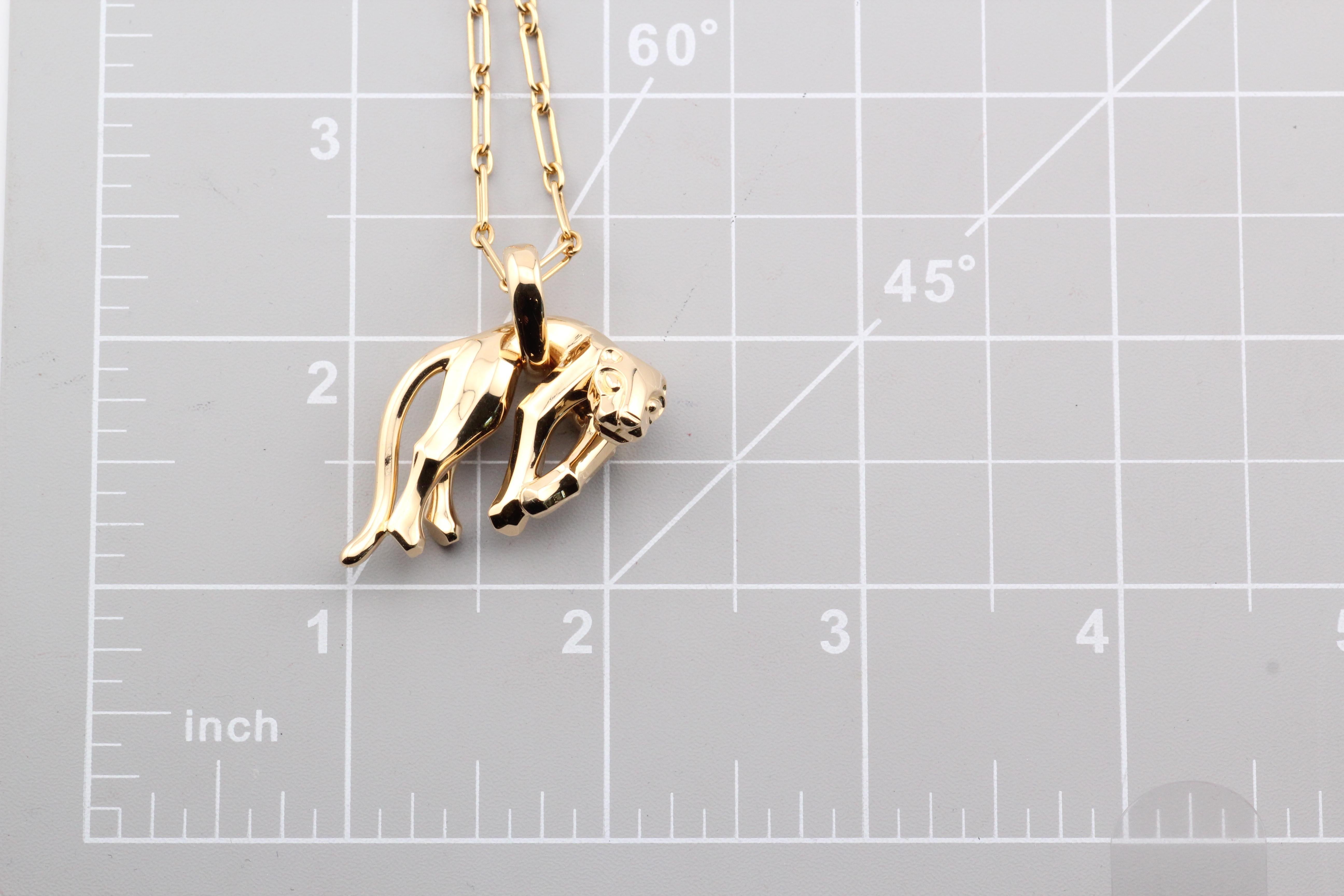 Cartier 18k Yellow Gold Panther Pendant Long Chain Necklace 9