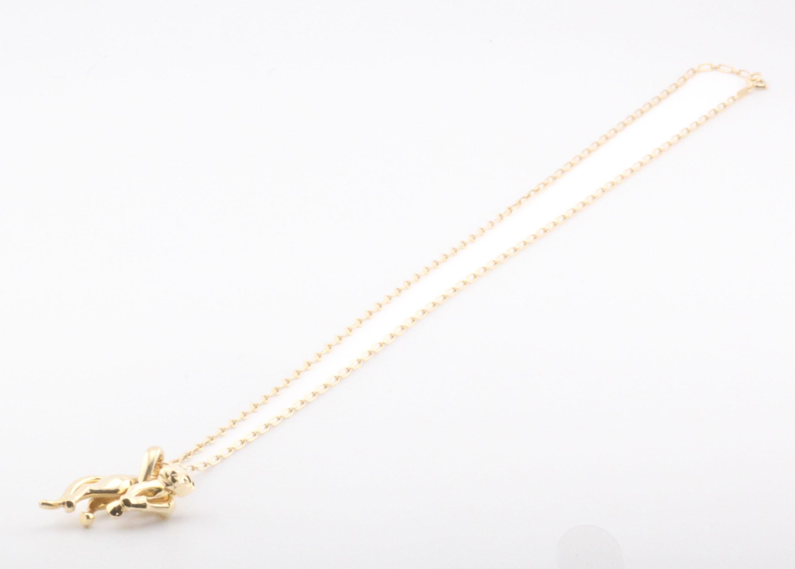 Cartier 18k Yellow Gold Panther Pendant Long Chain Necklace w/ Certificate en vente 6