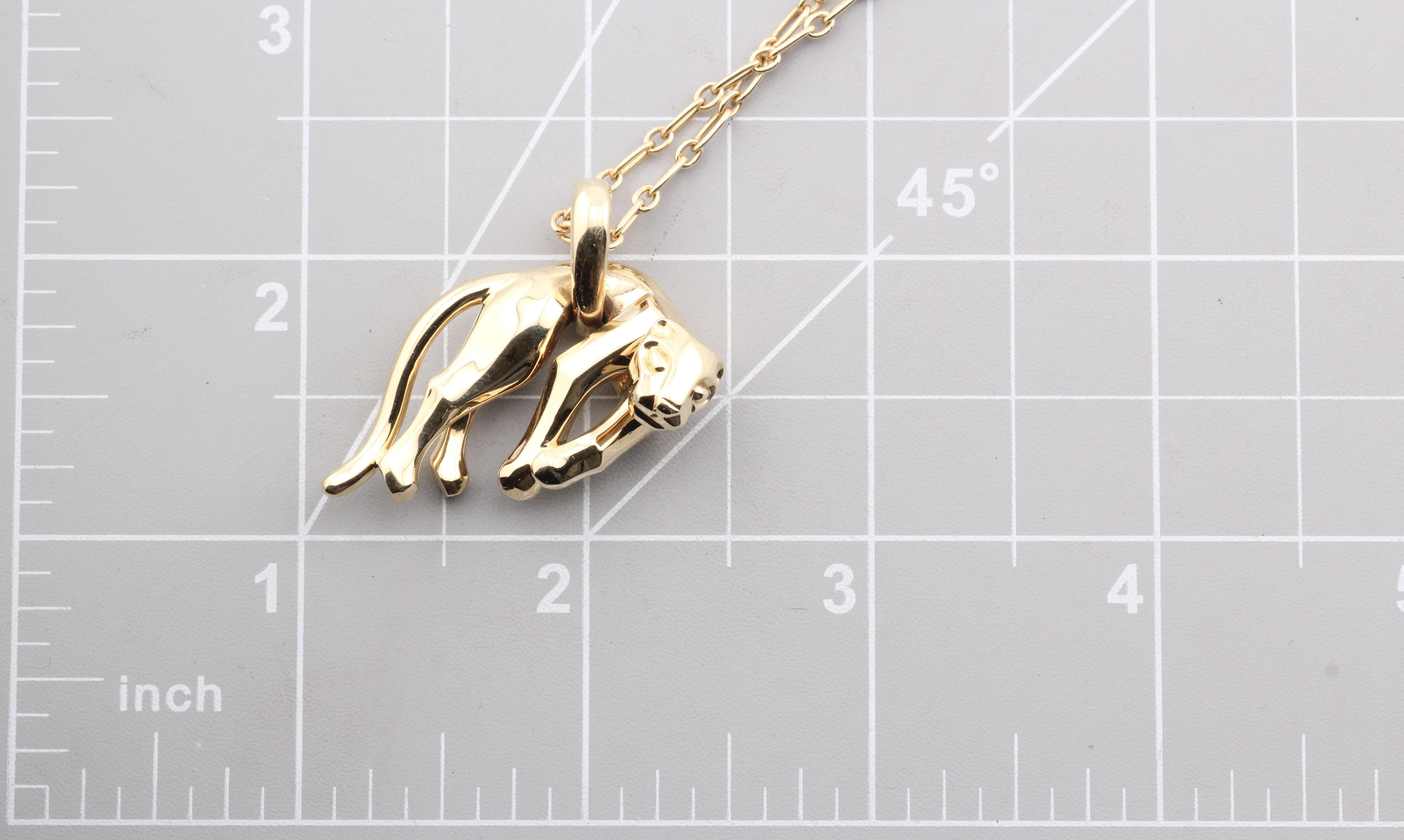 Cartier 18k Yellow Gold Panther Pendant Long Chain Necklace w/ Certificate en vente 7