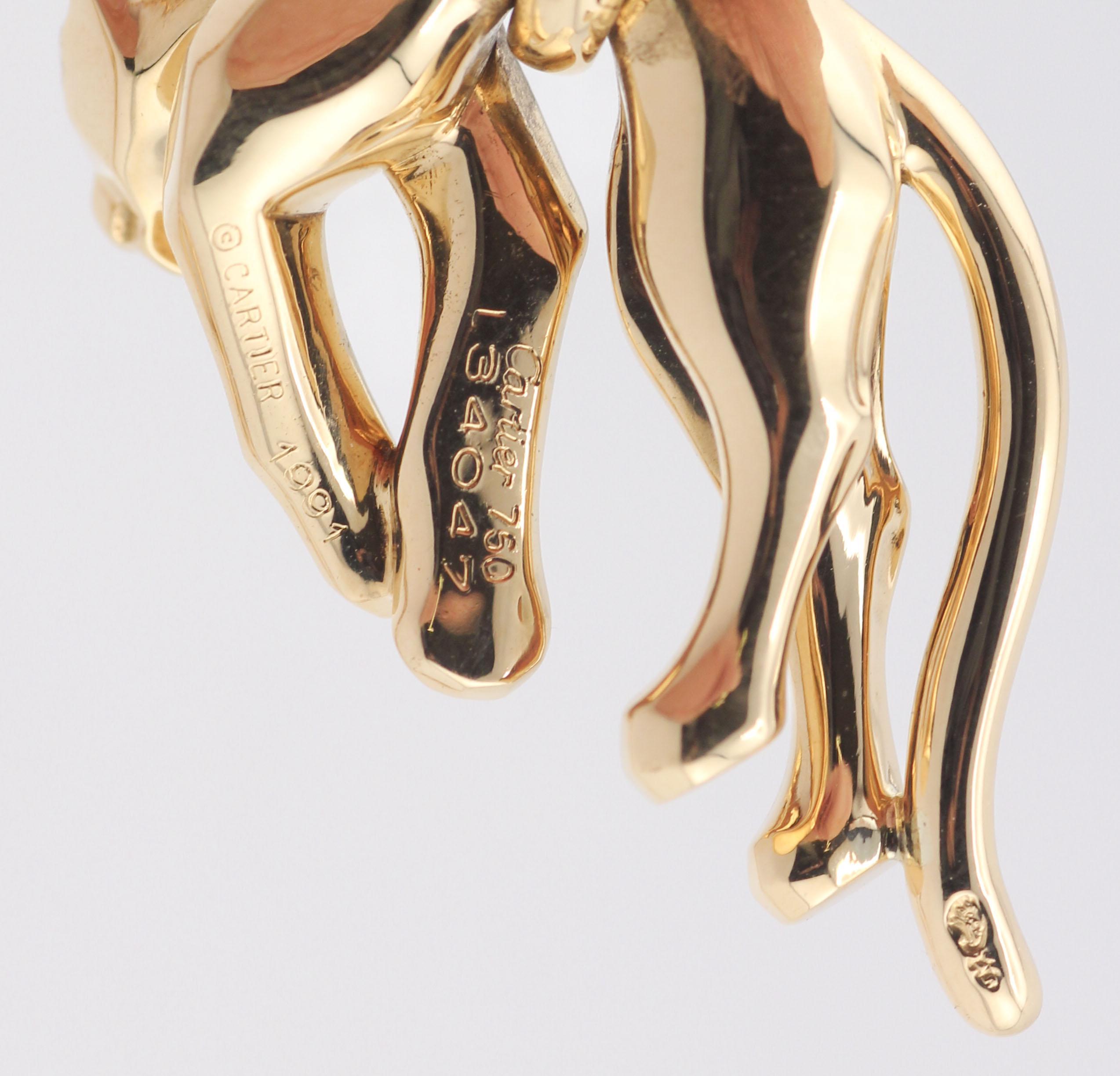 Cartier 18k Yellow Gold Panther Pendant Long Chain Necklace w/ Certificate en vente 4