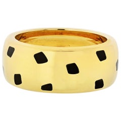 Cartier 18k Yellow Gold Panthere Black Lacquer Ring