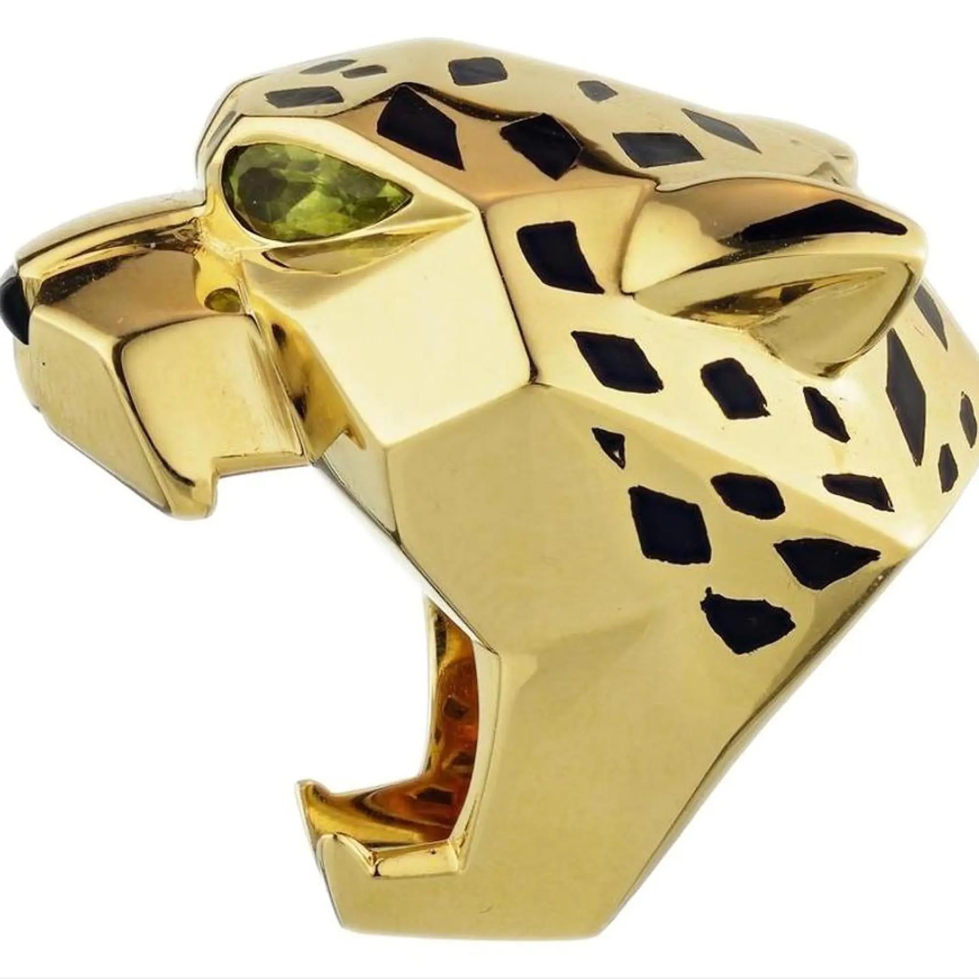 Cartier 18 Karat Gelbgold Panthere de Cartier Ring US 11 im Zustand „Gut“ im Angebot in New York, NY