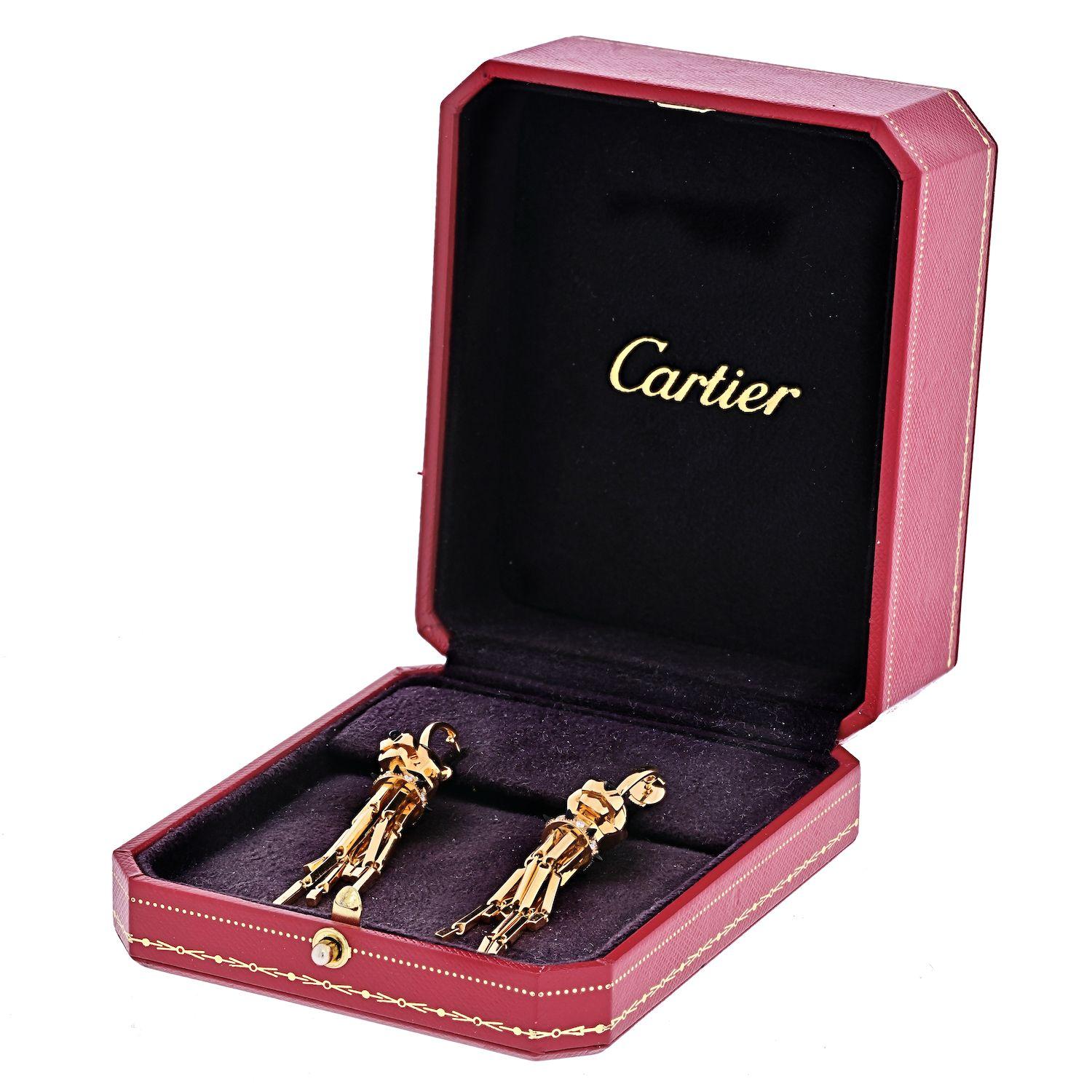 Cartier 18k Yellow Gold Panthere De Cartier Tassel Earrings In Excellent Condition In New York, NY