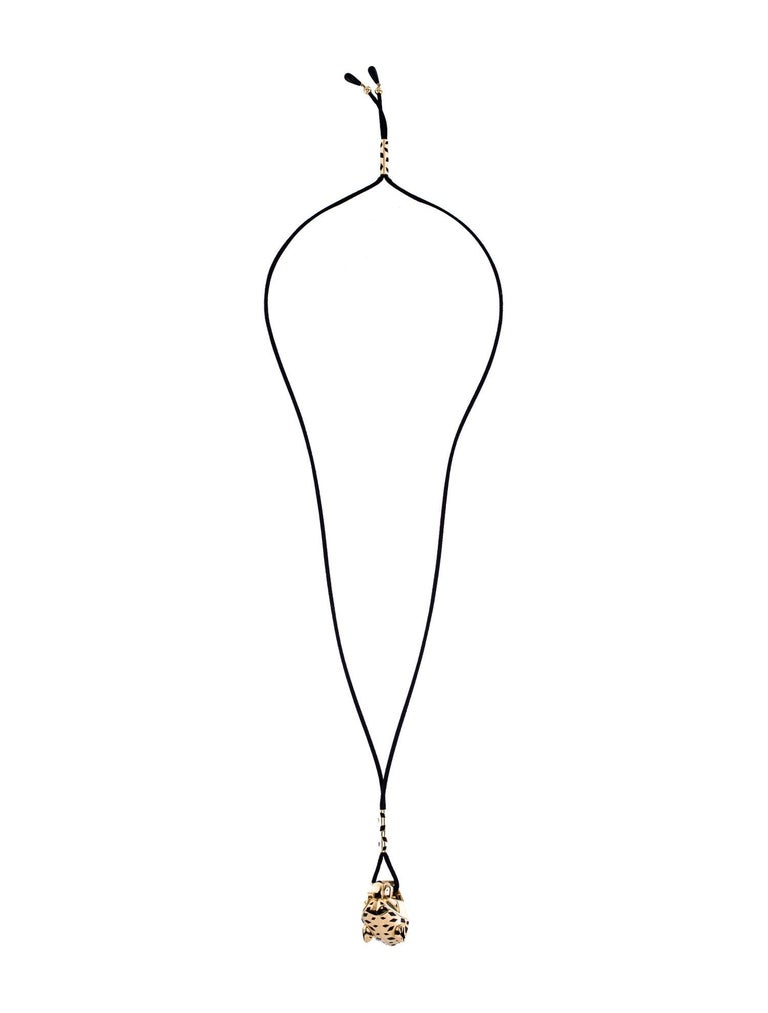 Cartier 18 Karat Yellow Gold Panthère De Pendant on a Silk String ...