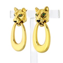 Cartier 18 Karat Yellow Gold Panthere Door Knocker Earrings