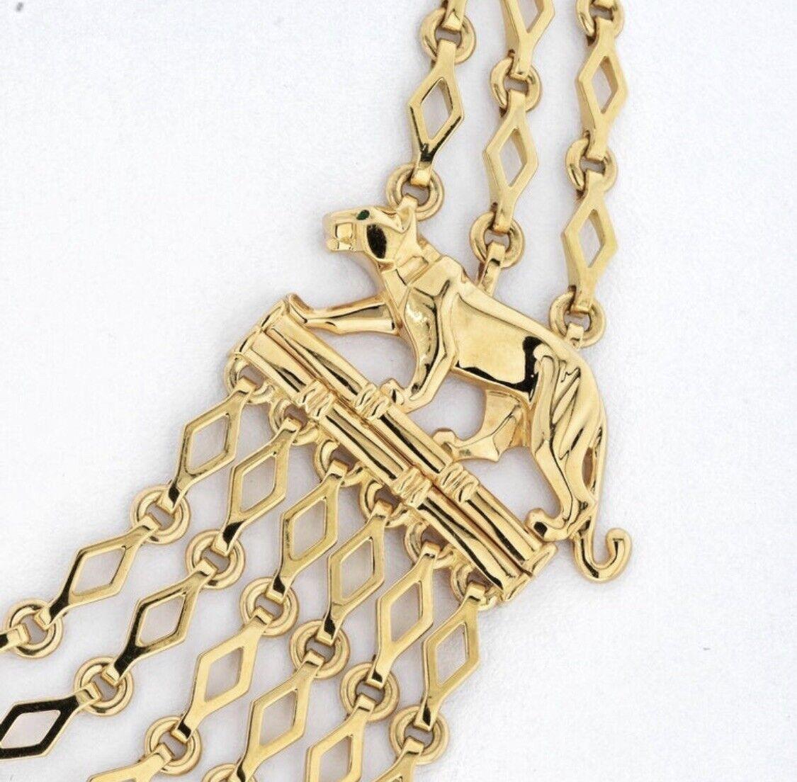 Cartier 18K Yellow Gold Panthere Festoon Multi Chain Collier Necklace In Excellent Condition For Sale In New York, NY