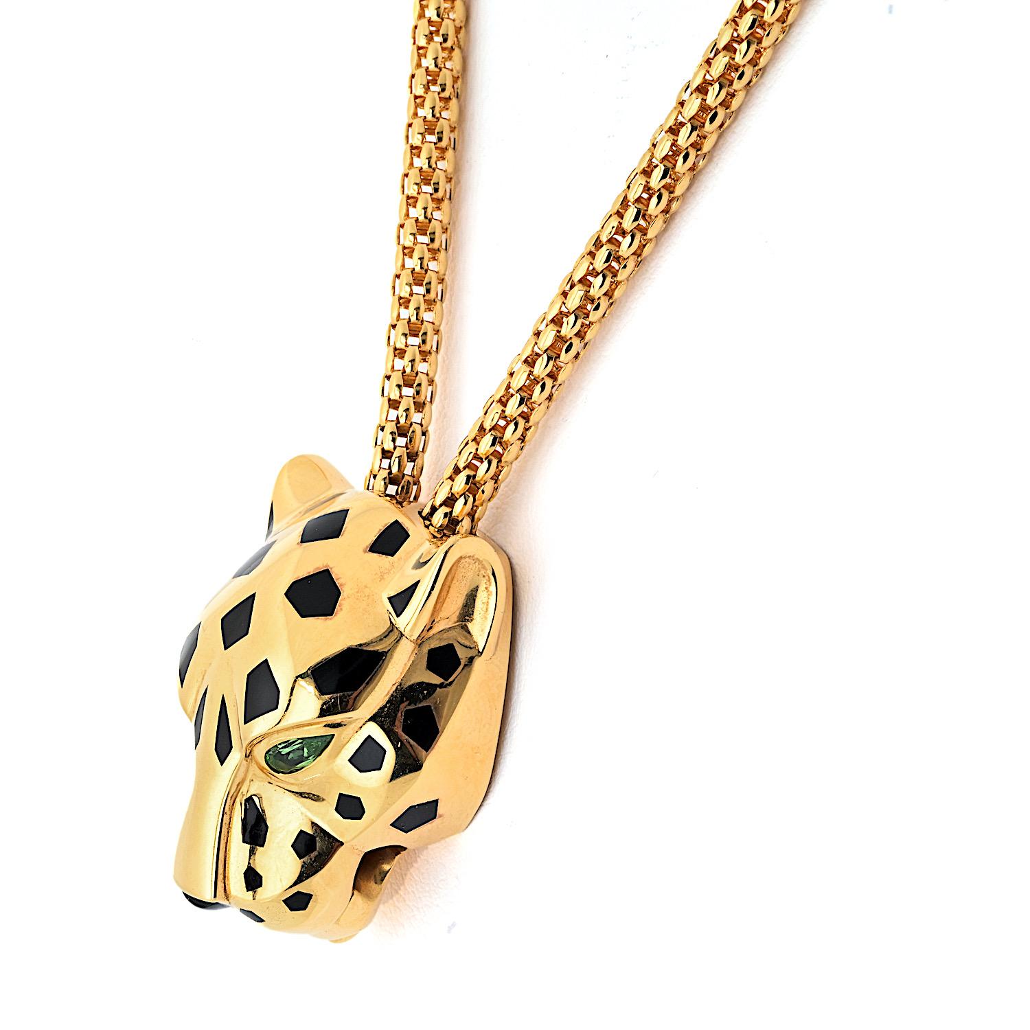 Women's Cartier 18K Yellow Gold Panthere Head Mesh Chain Chocker Necklace