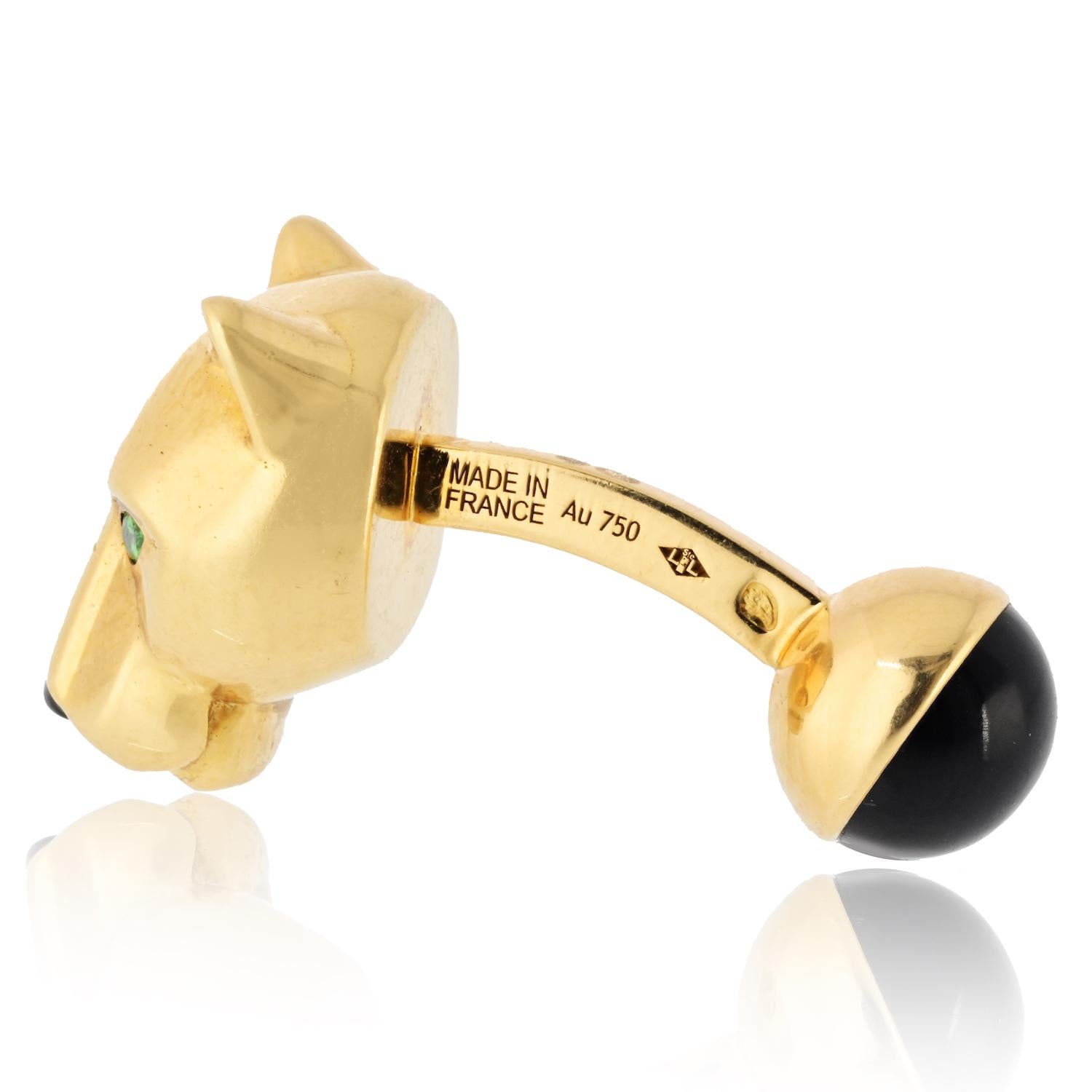 Uomo Cartier, oro giallo 18 carati, testa di pantera, link da polso da uomo in vendita