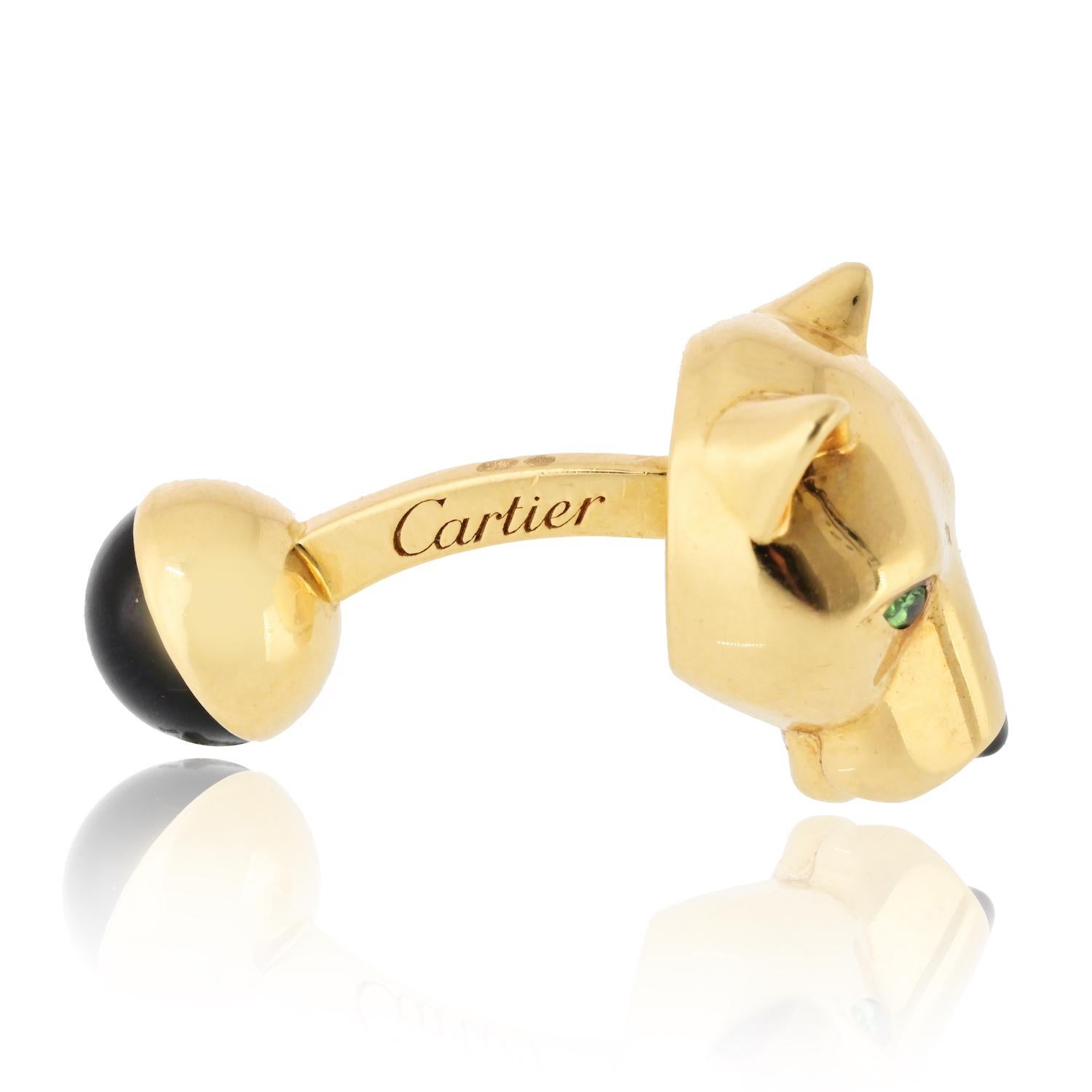 Cartier, oro giallo 18 carati, testa di pantera, link da polso da uomo in vendita 1