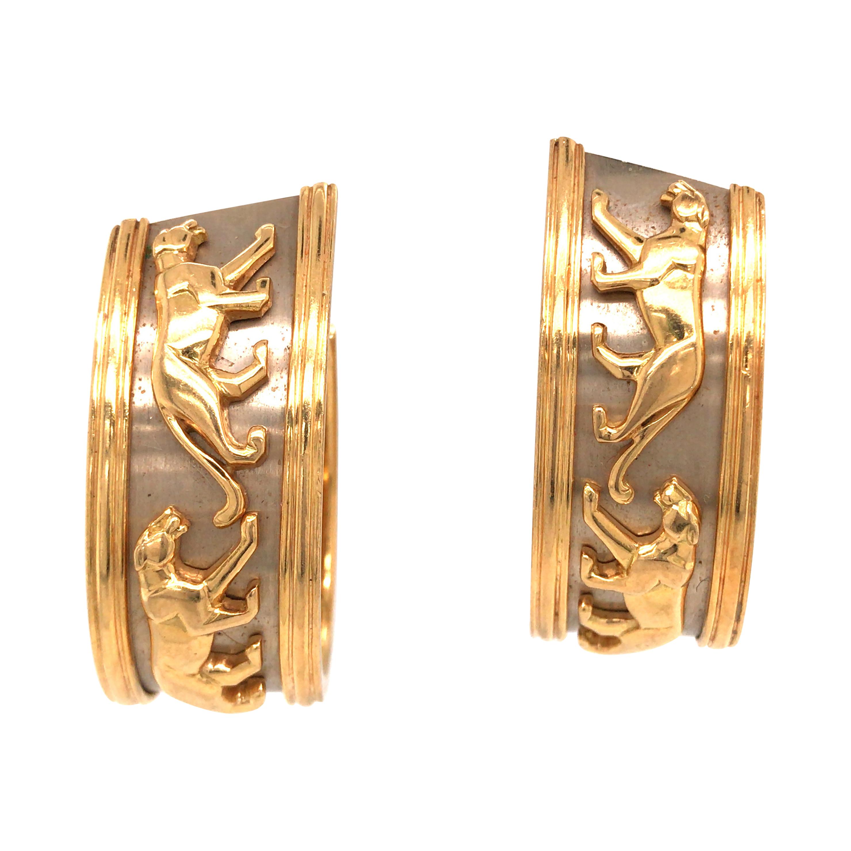 Cartier 18k Yellow Gold Panthere Hoop Earrings