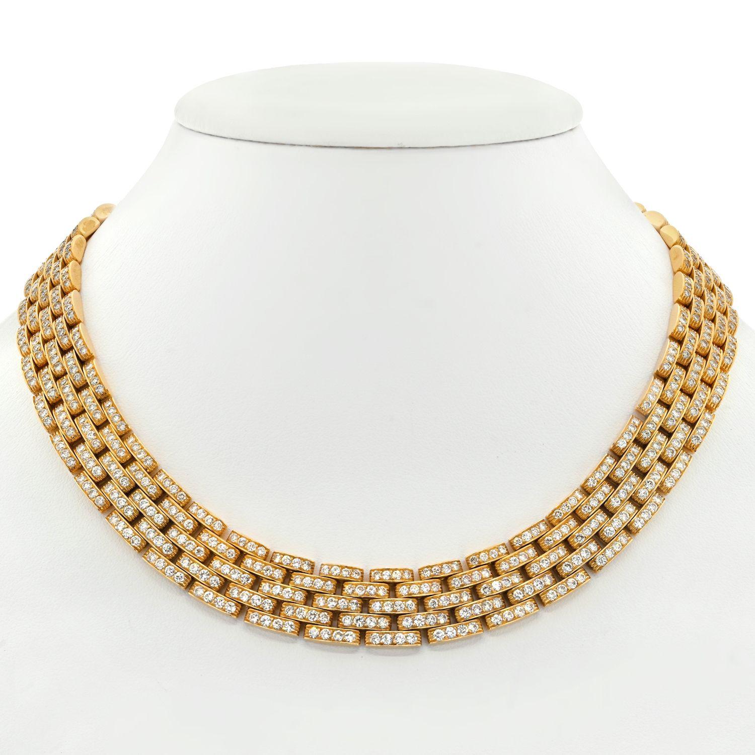 Modern Cartier 18K Yellow Gold Panthere Maillon Diamond Collar Necklace