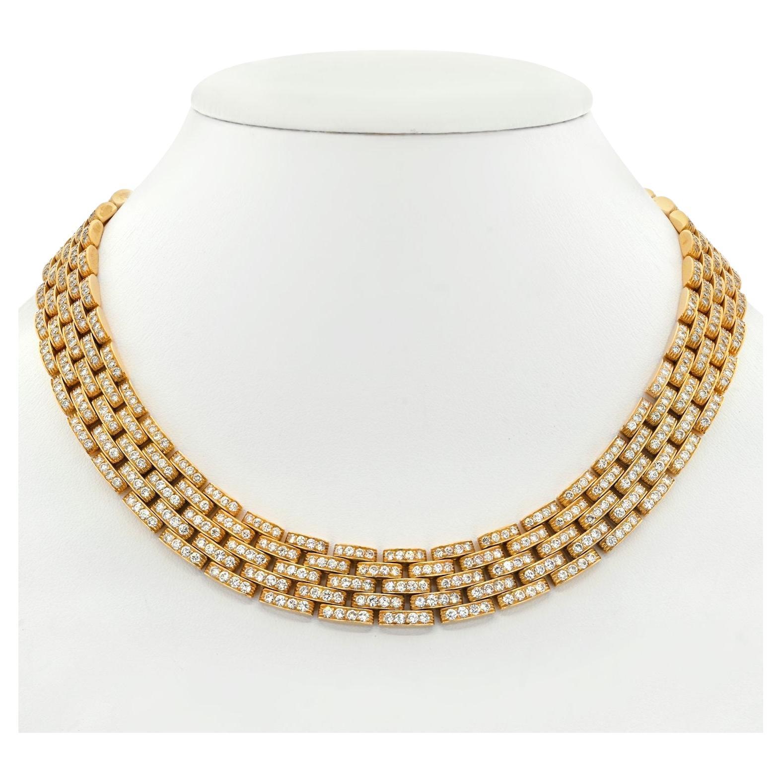 Cartier 18K Yellow Gold Panthere Maillon Diamond Collar Necklace