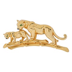 Cartier 18k Yellow Gold Panthere "Mother And Her Cub" Brooch