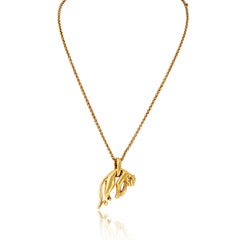 Cartier 18K Yellow Gold Panthère Pendant Chain Necklace