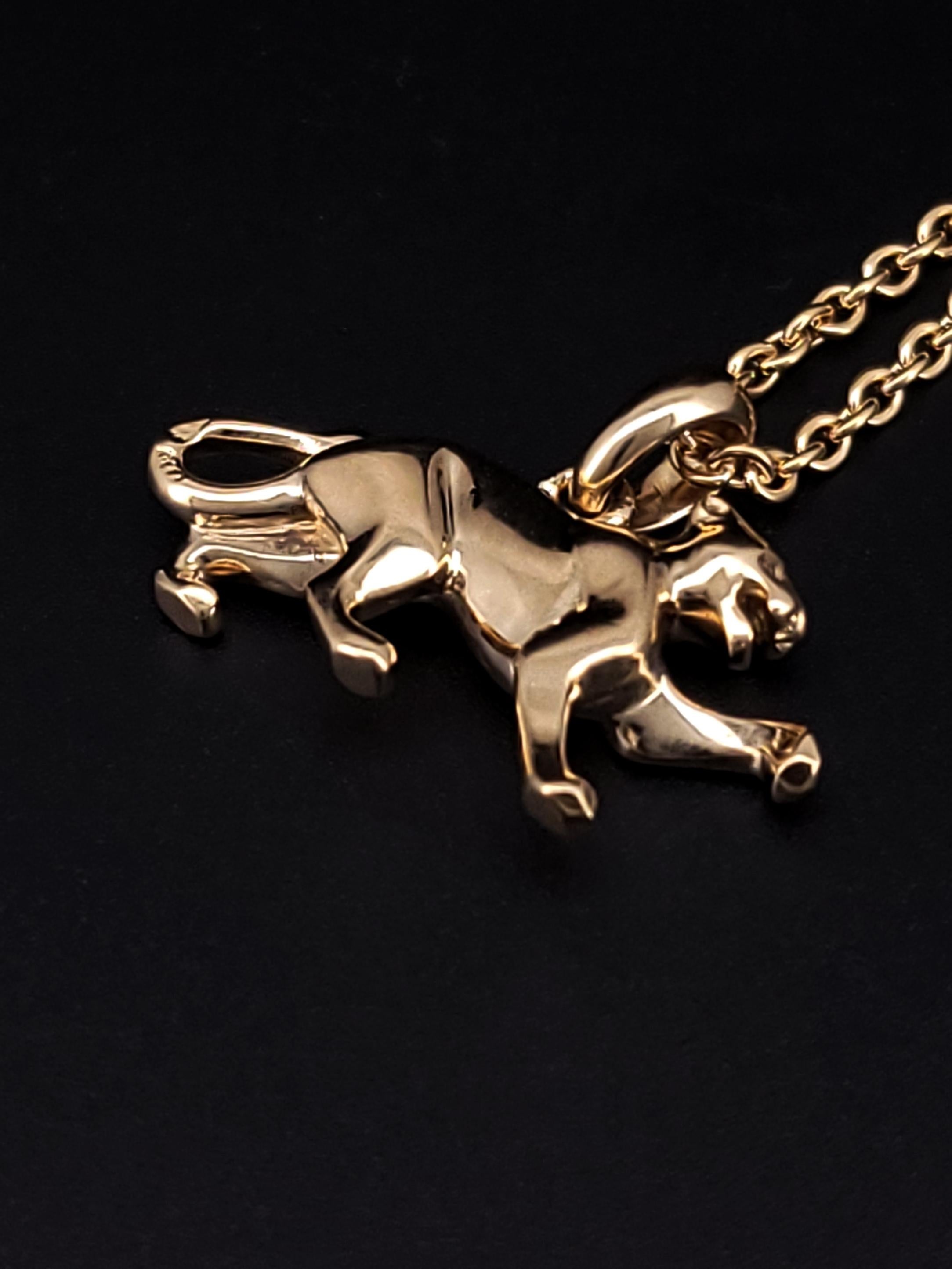 Cartier 18k Yellow Gold Panthere Pendant Necklace For Sale 1