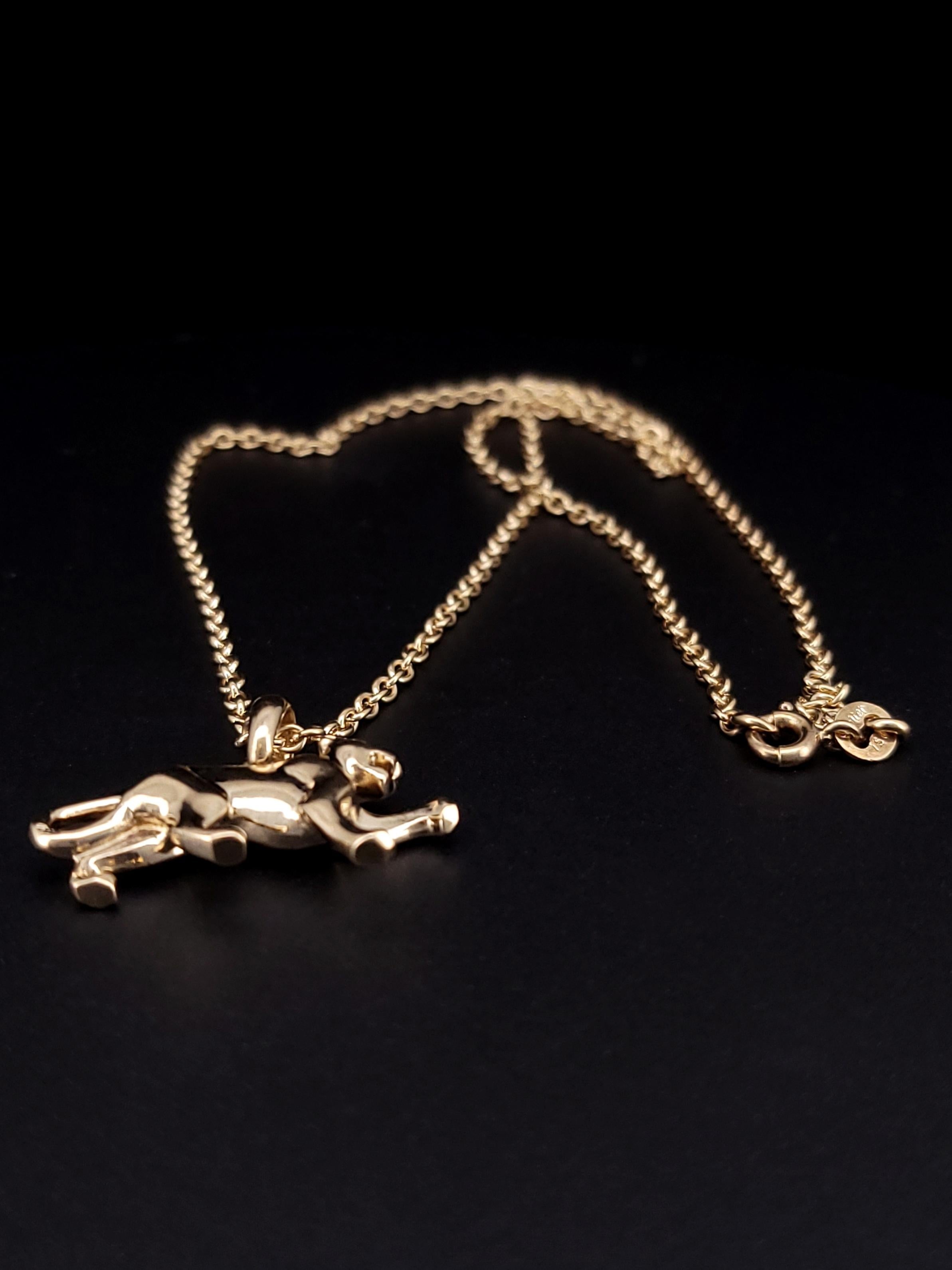 Cartier 18k Yellow Gold Panthere Pendant Necklace For Sale 2