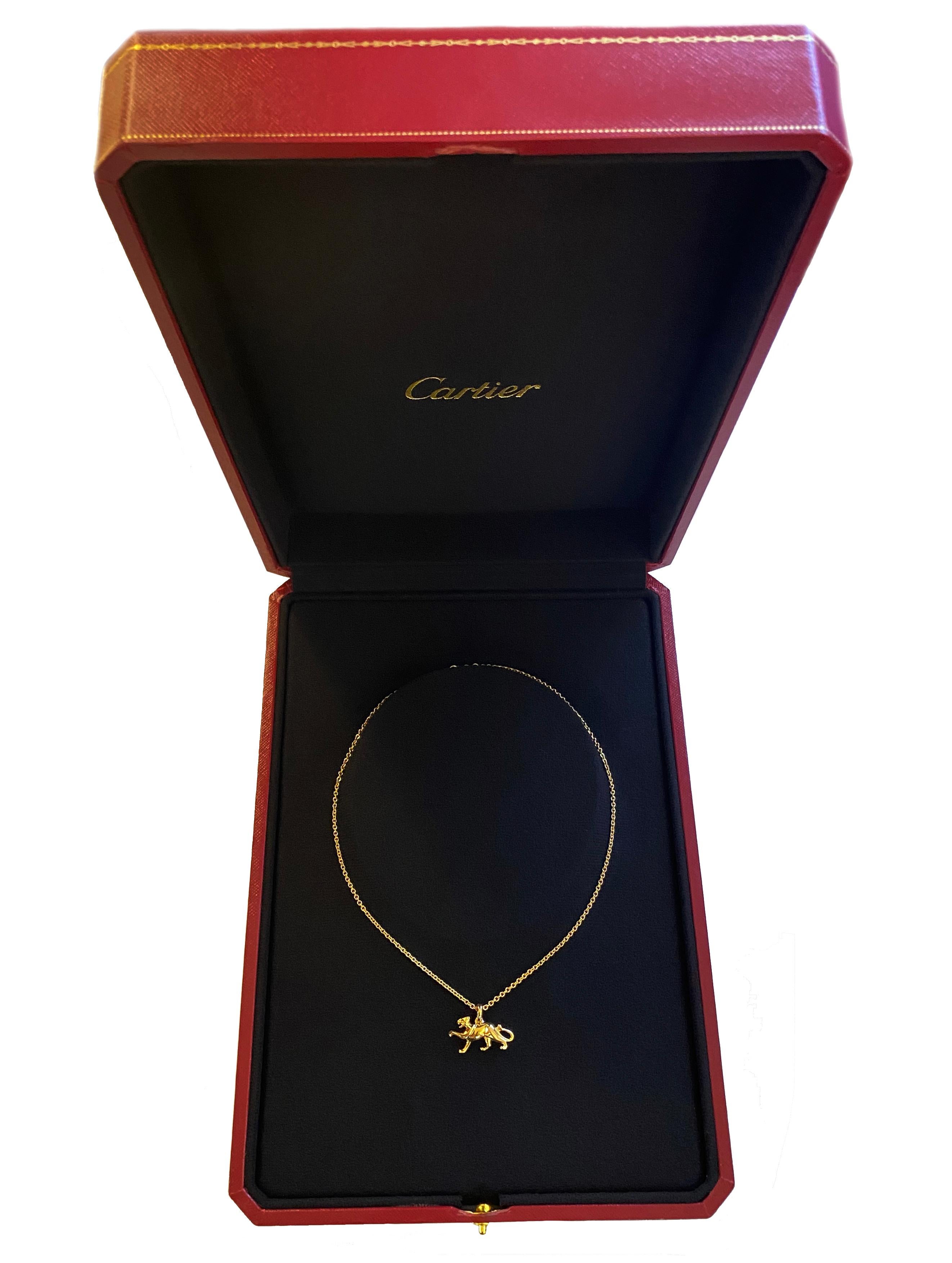 Cartier 18k Yellow Gold Panthere Pendant Necklace For Sale 4