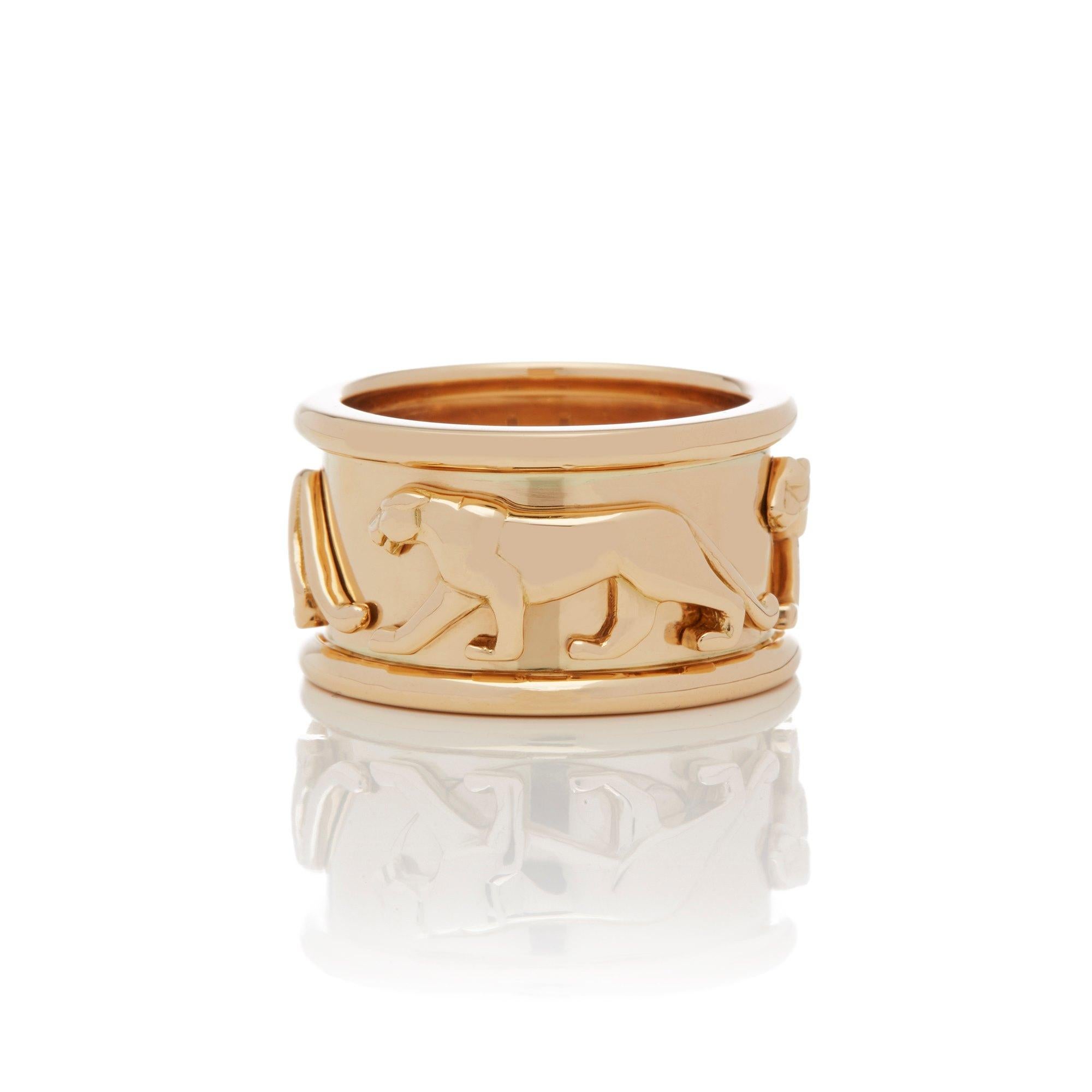 Cartier 18 Karat Yellow Gold Panthere Ring In Good Condition In Bishop's Stortford, Hertfordshire