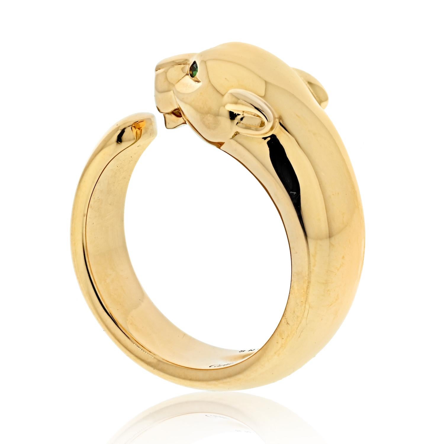 Round Cut Cartier 18K Yellow Gold Panthere Ring