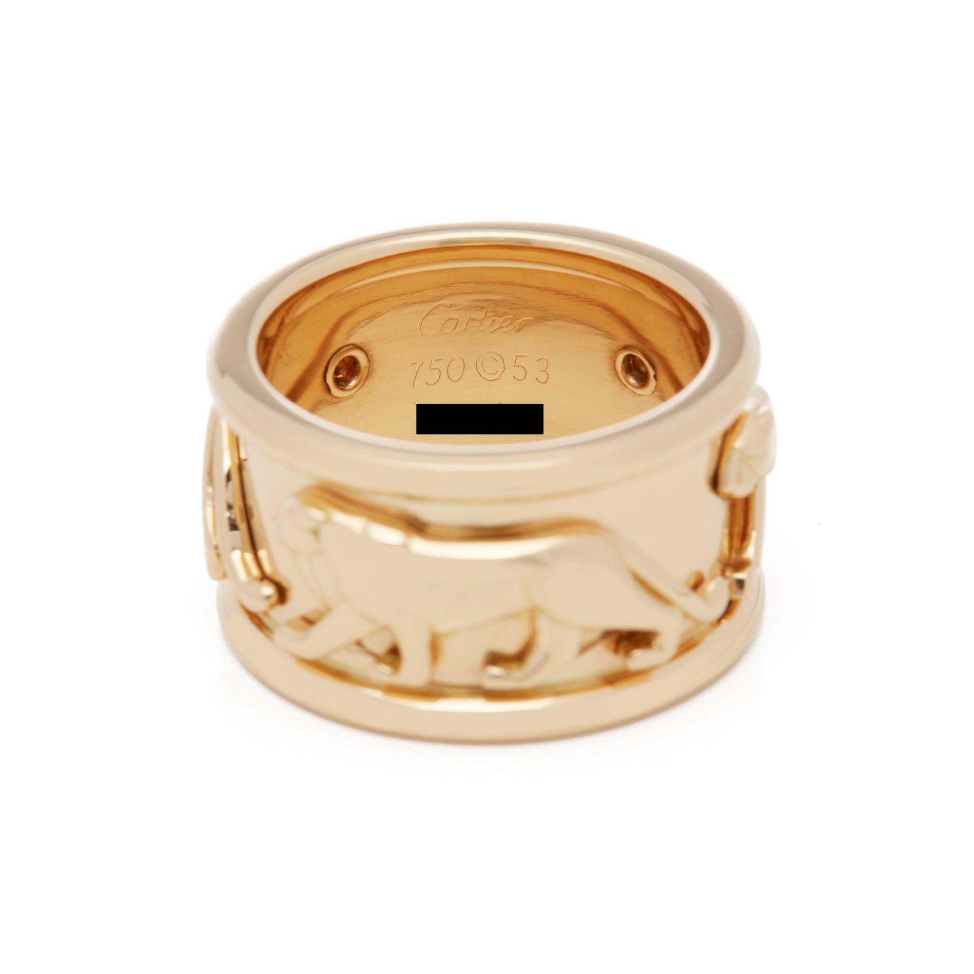 Women's Cartier 18 Karat Yellow Gold Panthere Ring