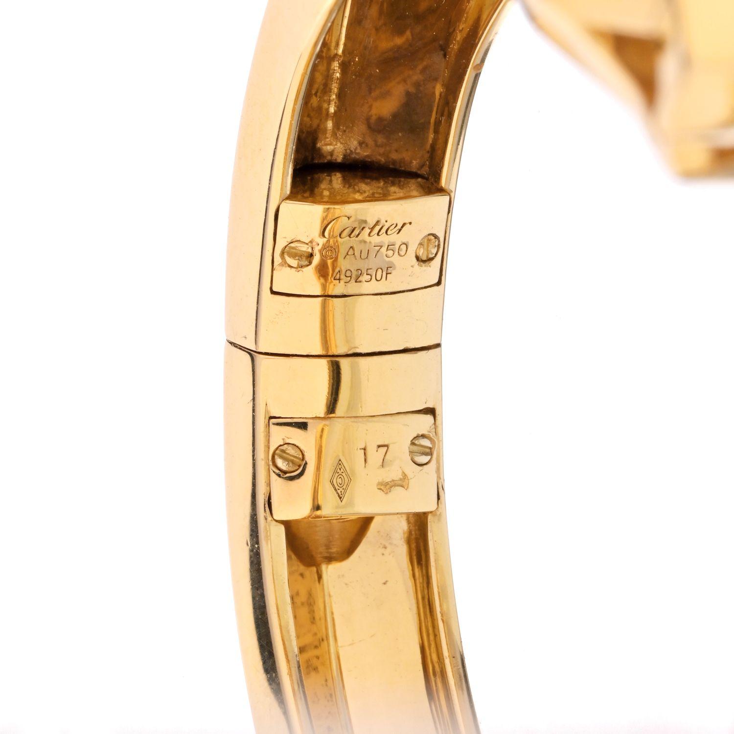 Modern Cartier 18K Yellow Gold Panthere Bangle Bracelet For Sale