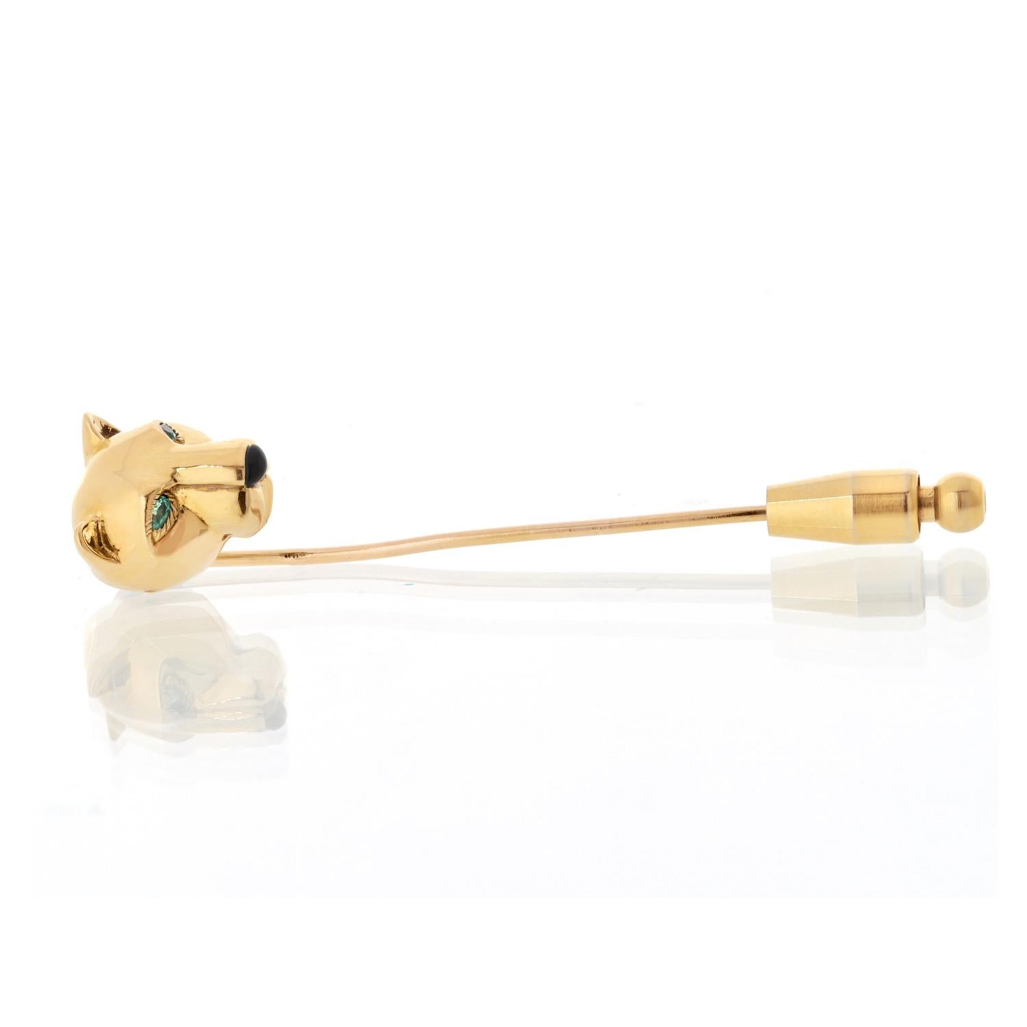 Cartier 18K Yellow Gold Panthere Head Tie Pin Brooch.
Head measures: 14mm
Pin Length: 60mmCartier 18K Yellow Gold Panthere Head Tie Pin Brooch.
Head measures: 14mm
Pin Length: 60mm
