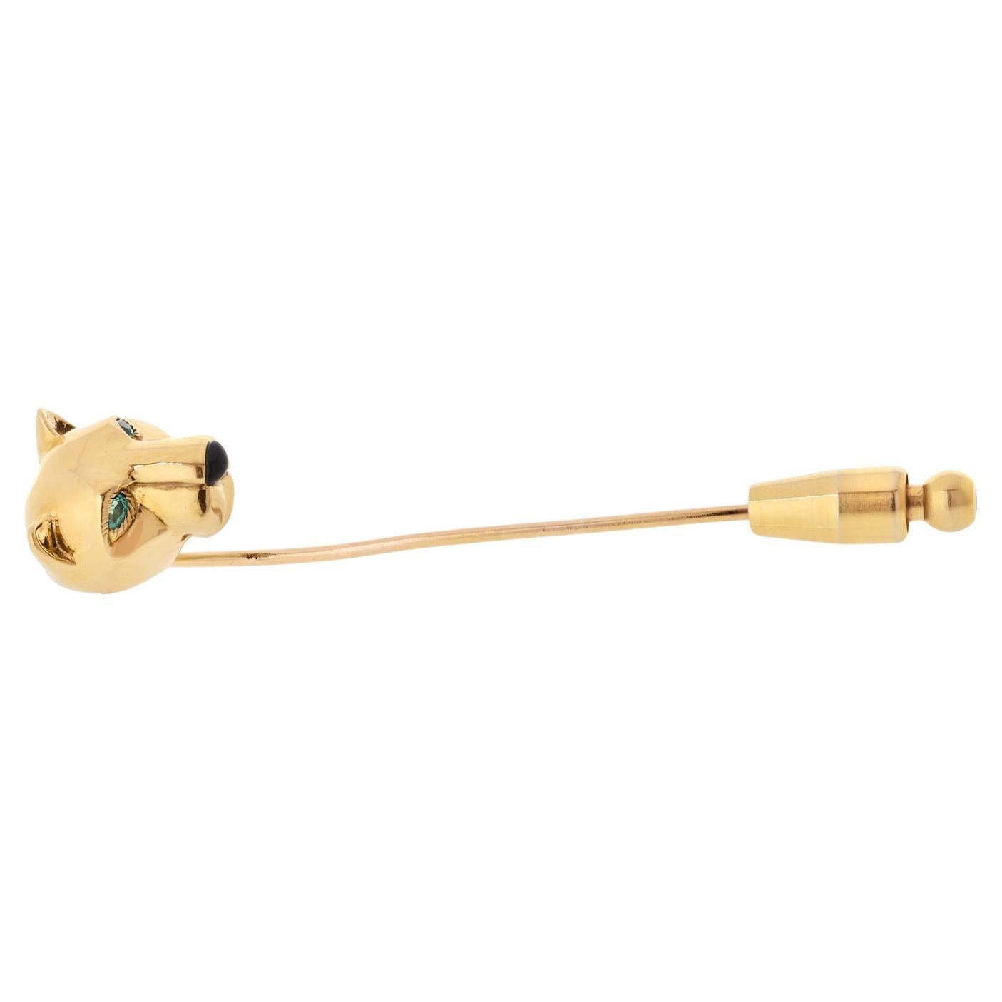 Cartier 18k Yellow Gold Panthere Tie Pin Brooch