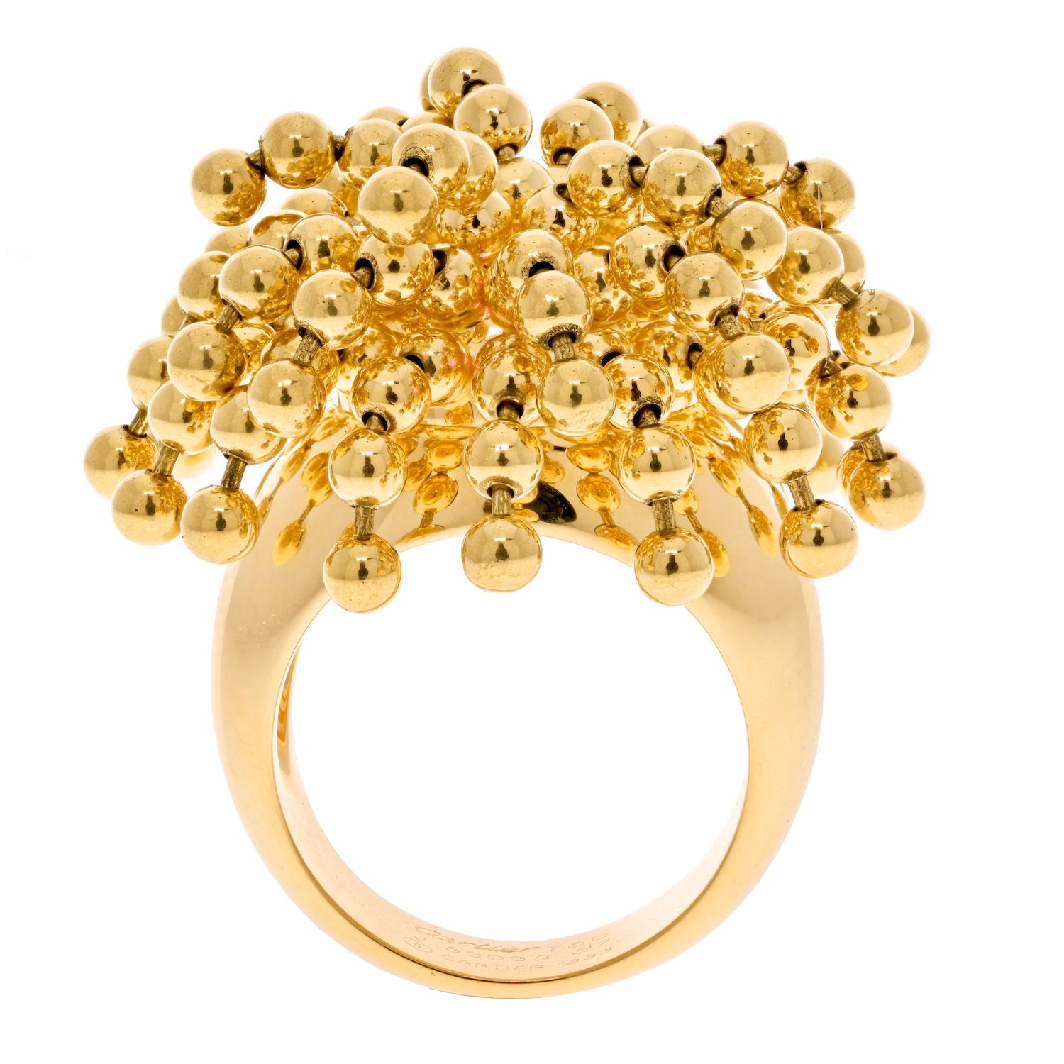 Modern Cartier 18K Yellow Gold Paris Nouvelle Vague Articulated Bead Ring