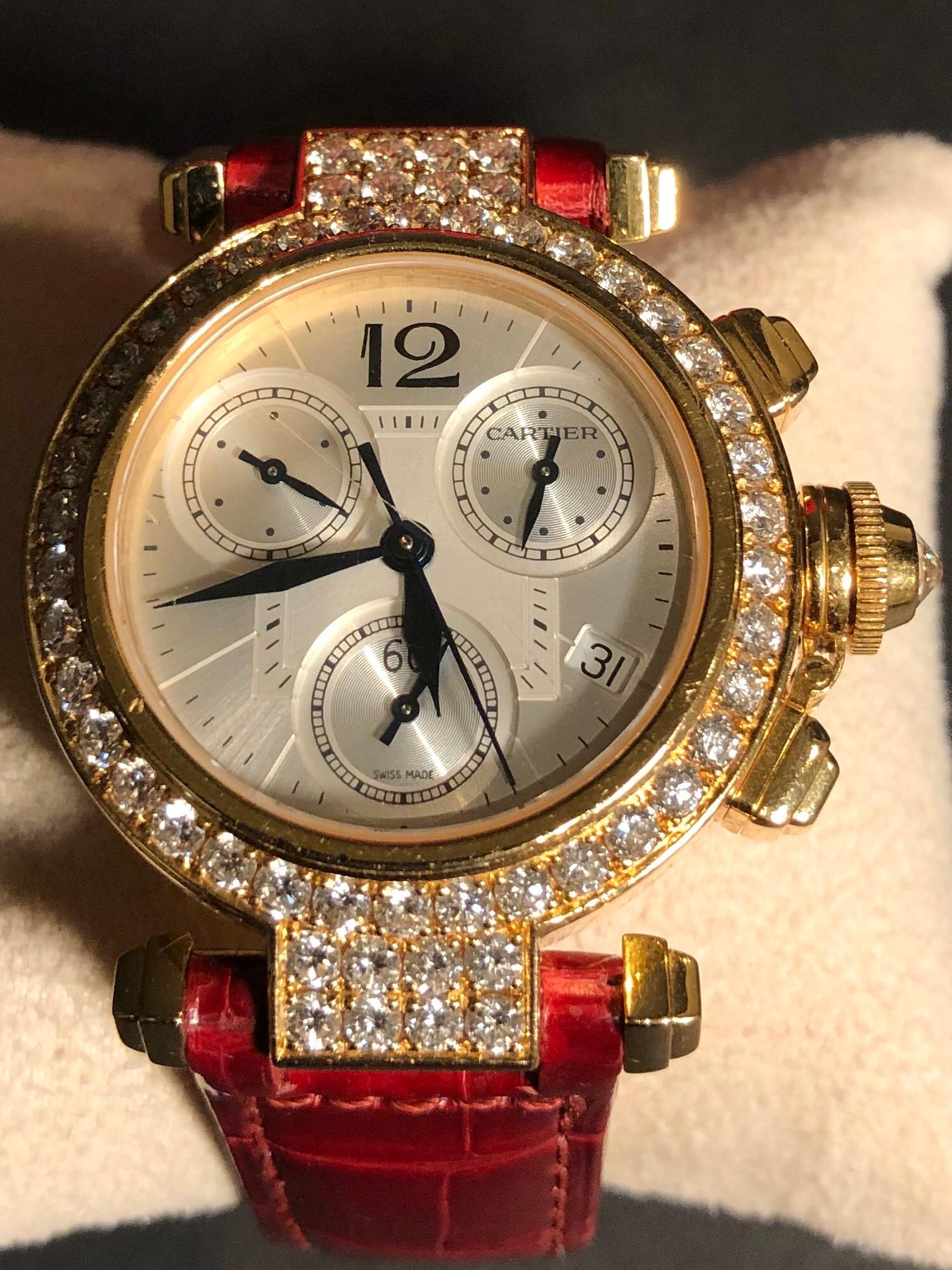 Cartier 18-Karat Yellow Gold Pasha Chronograph 8