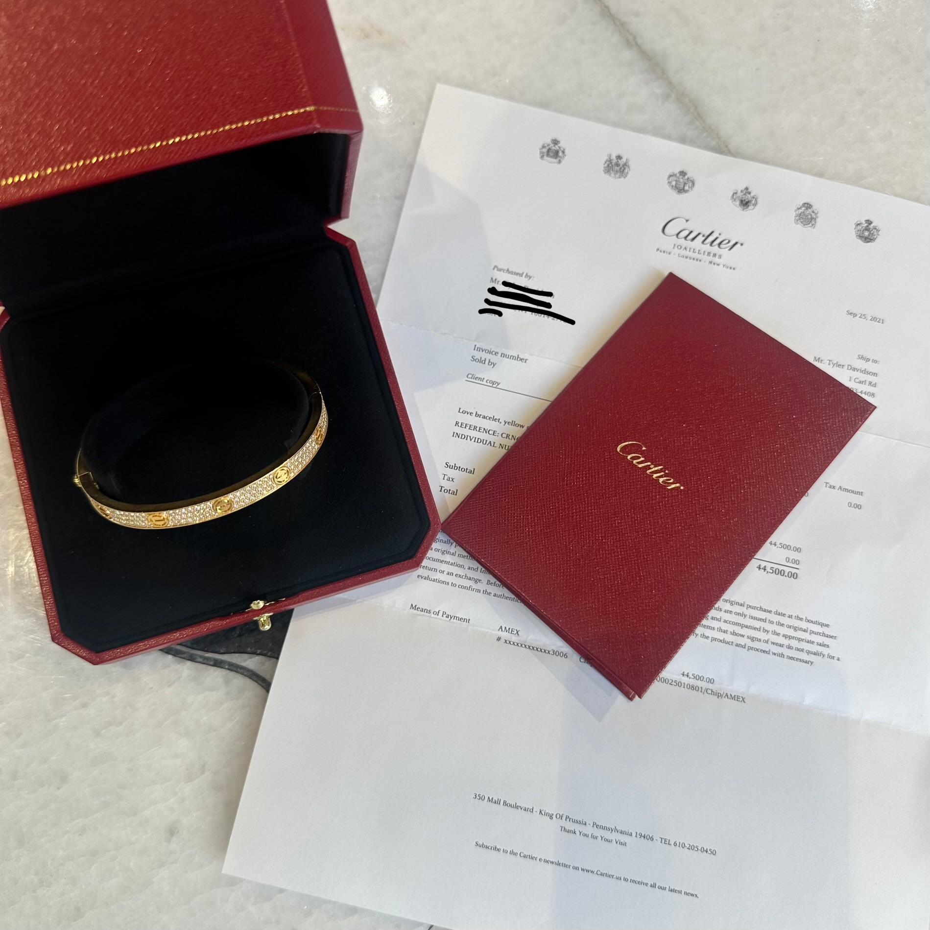 Cartier 18K Yellow Gold Pave Diamond Love bracelet Size 20 In Excellent Condition In Miami, FL