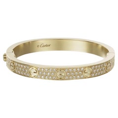 Cartier: 18 Karat Gelbgold Love-Armband mit Pavé-Diamant, Größe 20