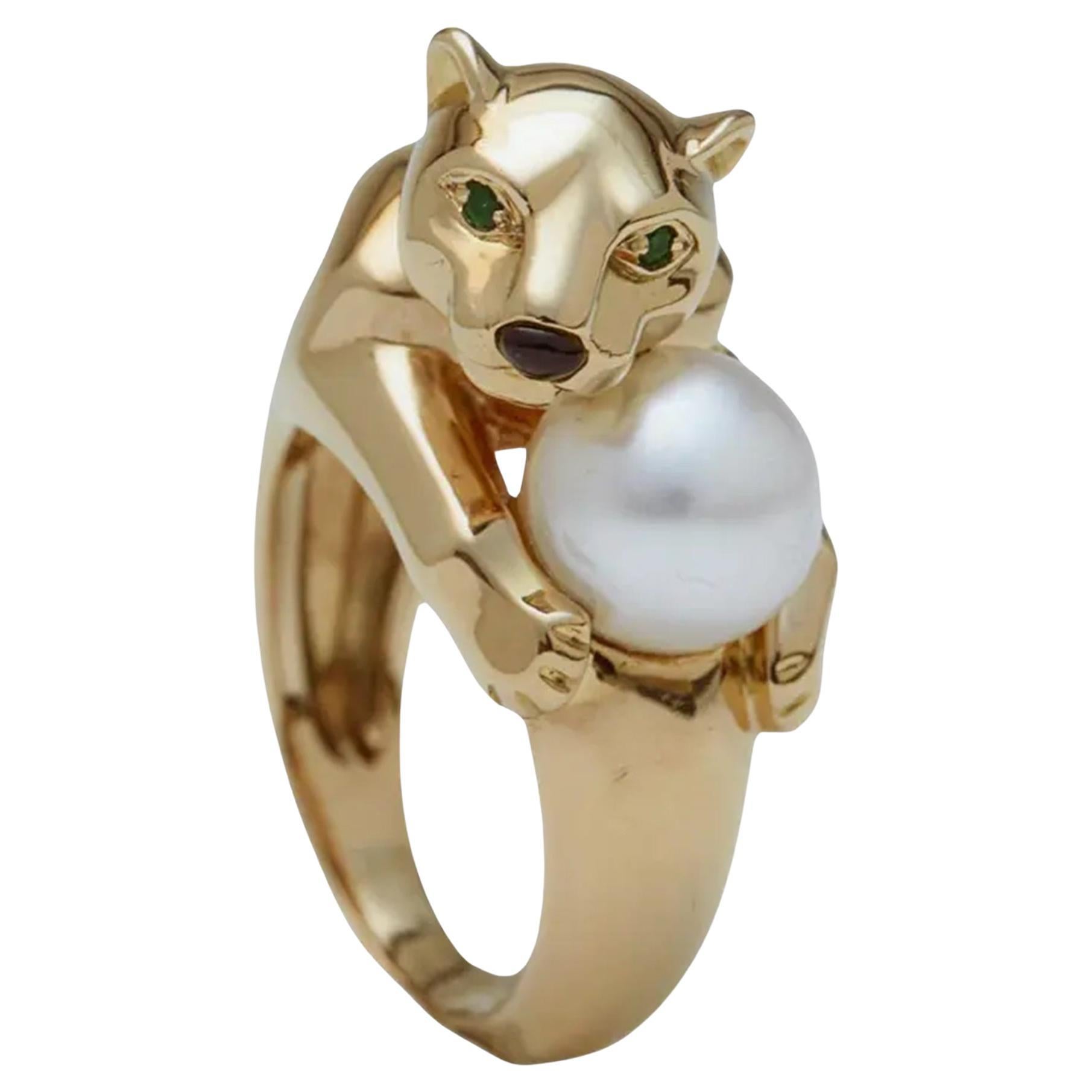 Cartier 18K Yellow Gold Pear Emerald Ring