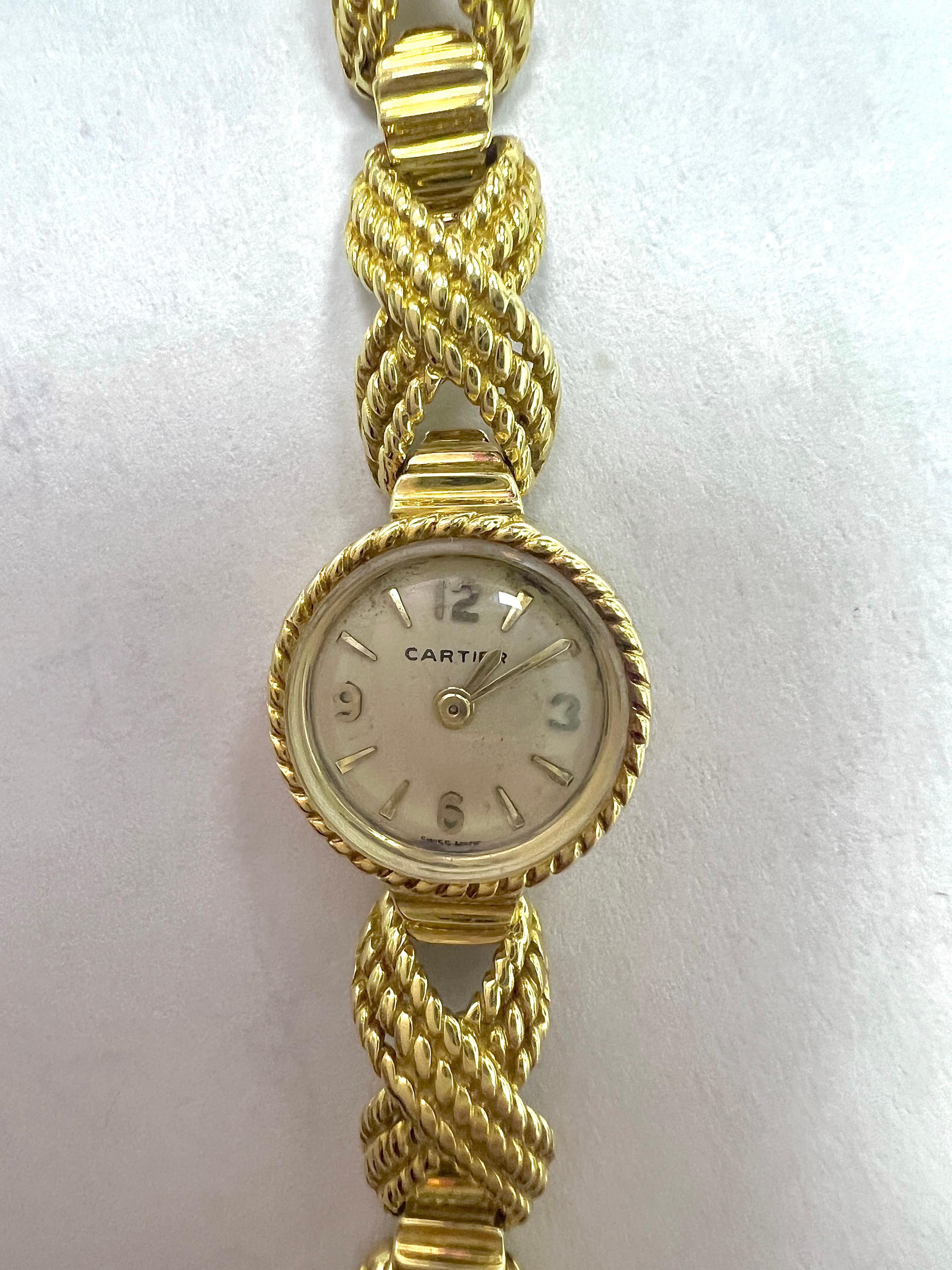 Cartier 18K Yellow Gold Rope Bracelet Watch 4