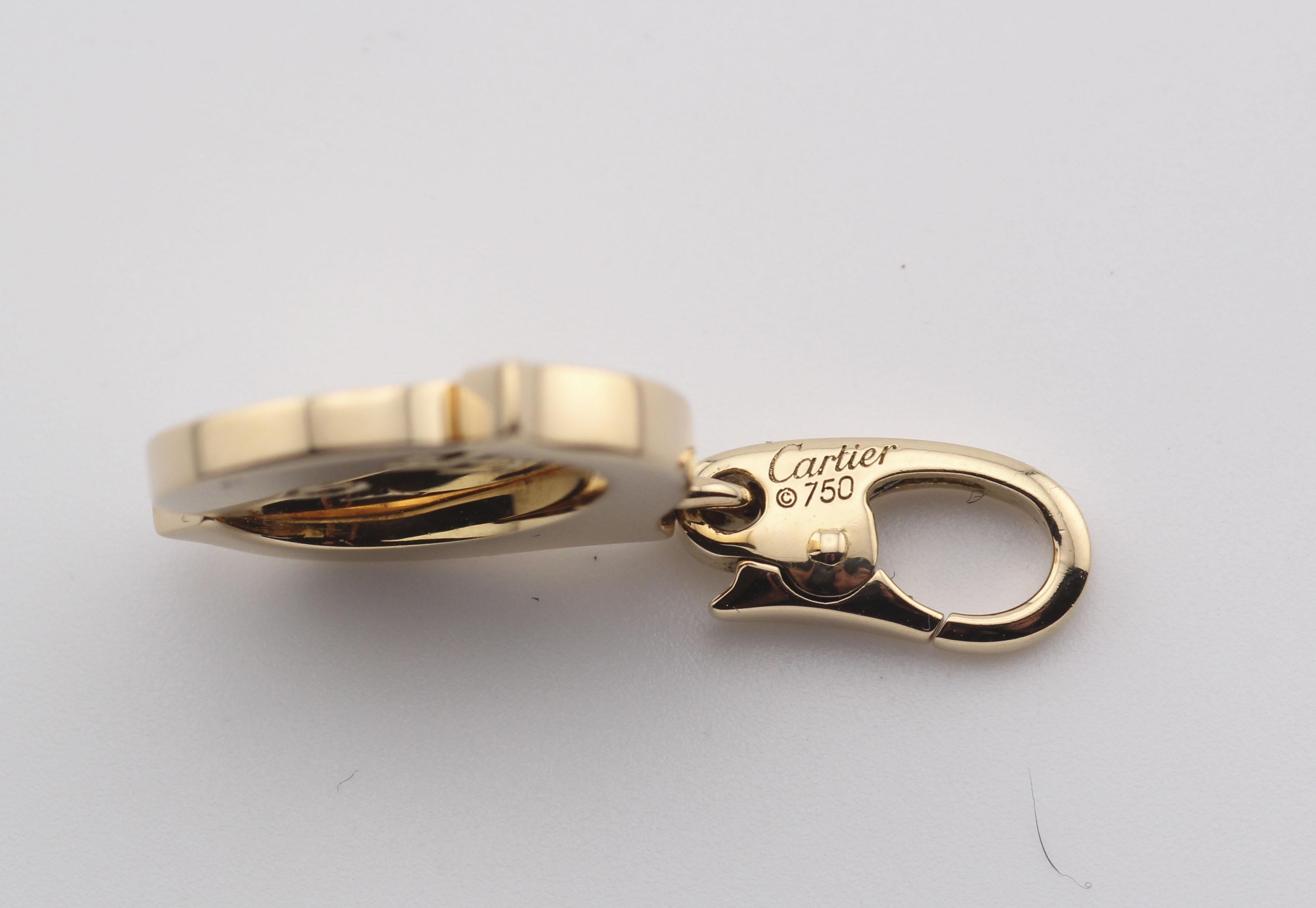 Cartier 18k Yellow Gold Rotating I Love You Flip Charm Pendant In Good Condition In Simpsonville, SC