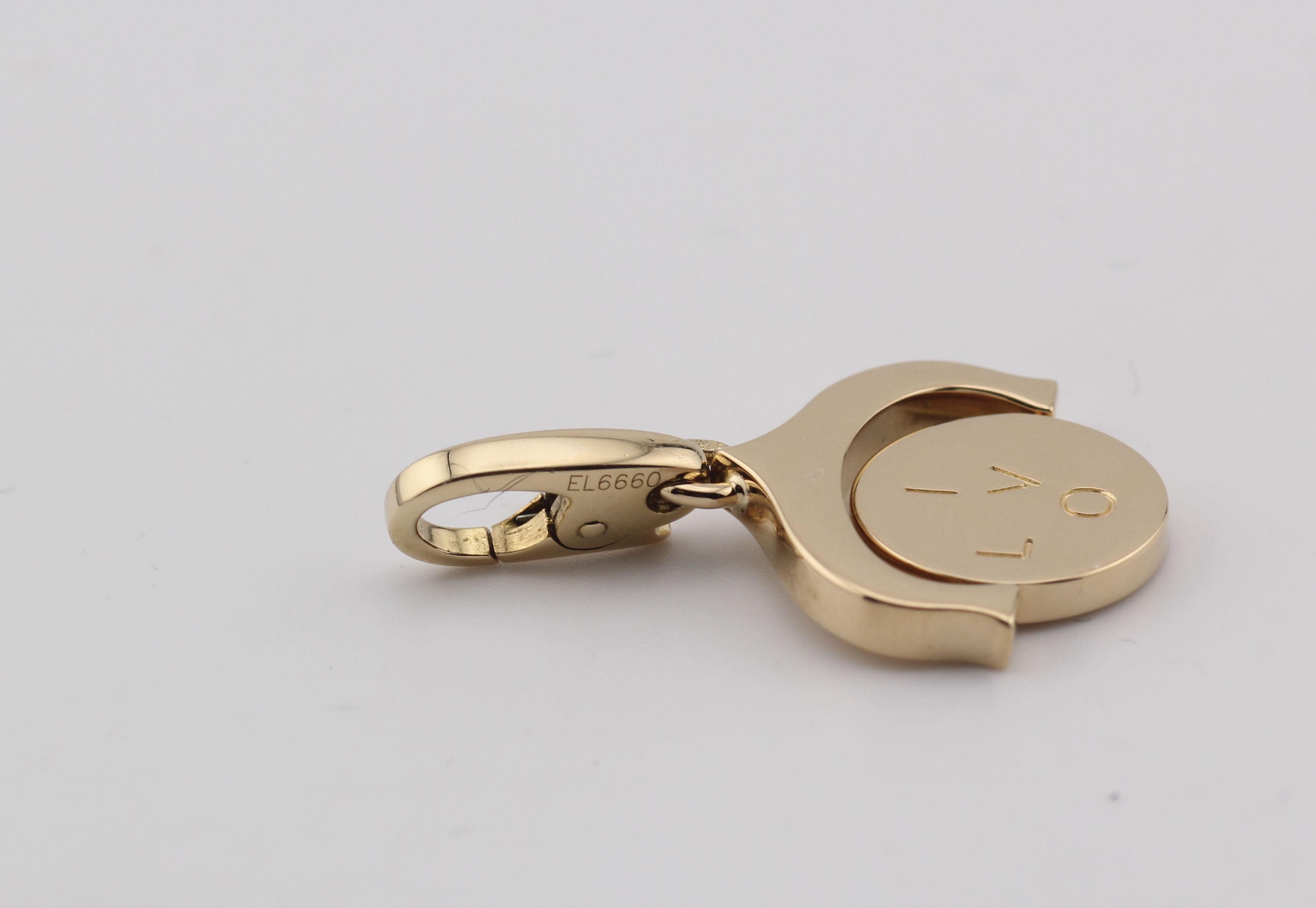 Women's or Men's Cartier 18k Yellow Gold Rotating I Love You Flip Charm Pendant