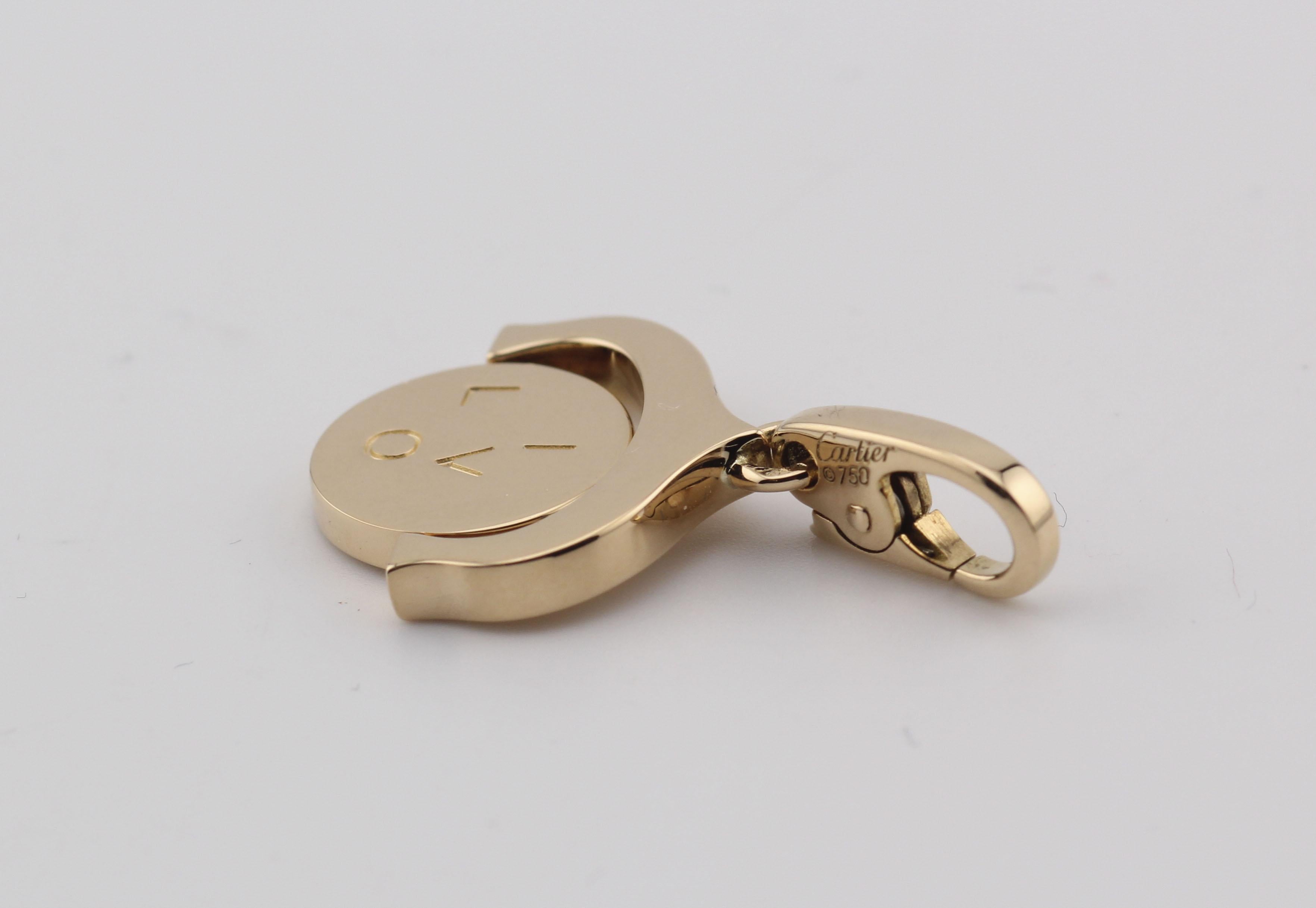 Cartier 18k Yellow Gold Rotating I Love You Flip Charm Pendant 1