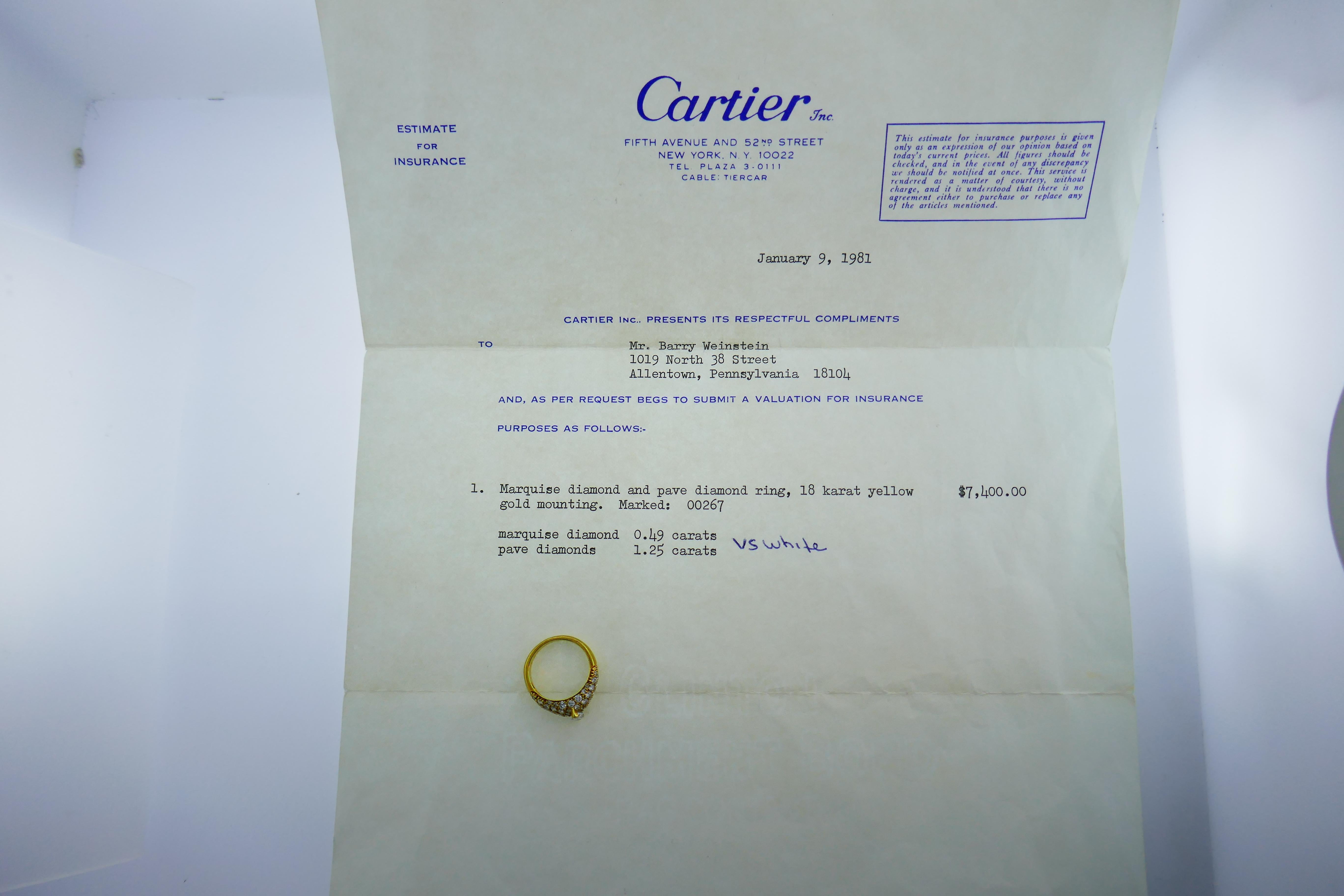Cartier 18k Yellow Gold, Round Brilliant Cut Diamond & Marquis Diamond Engagement Ring Circa 1980s w/Papers





Here is your chance to purchase a beautiful and highly collectible designer ring.  Truly a great piece at a great price! 



Ring Size: