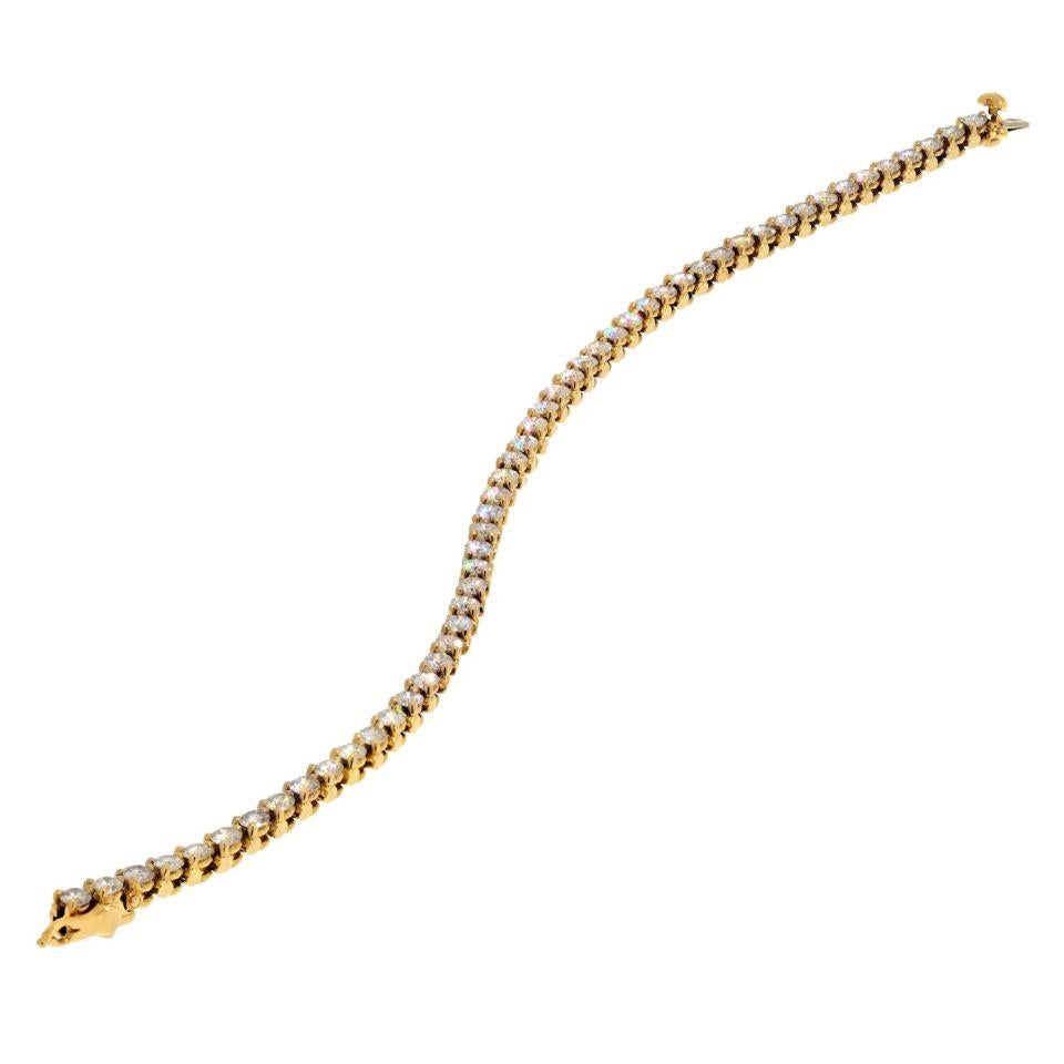 Cartier: 18 Karat Gelbgold Tennisarmband mit runden Diamanten, 4,50 Karat Gesamtgewicht  (Moderne)