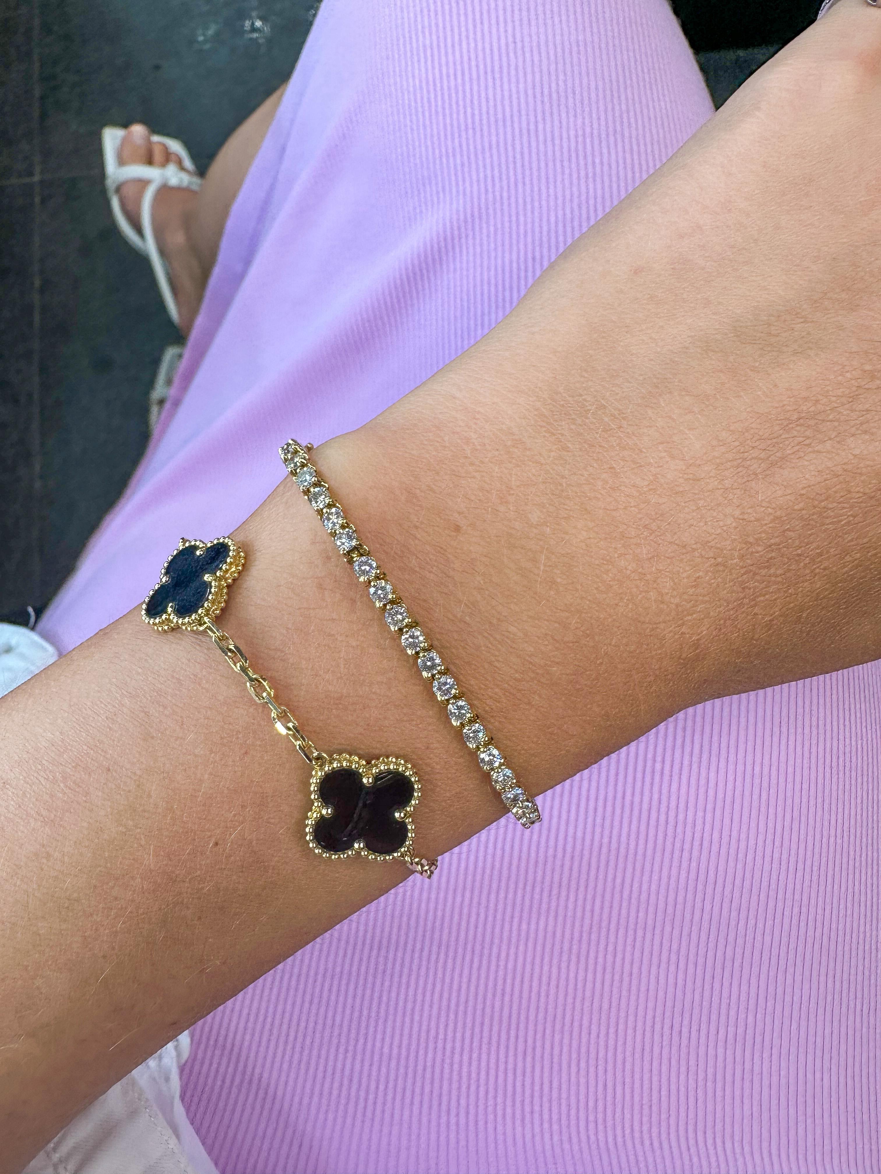 Bracciale tennis Cartier in oro giallo 18 carati con diamante rotondo 4,50cttw In condizioni ottime a New York, NY