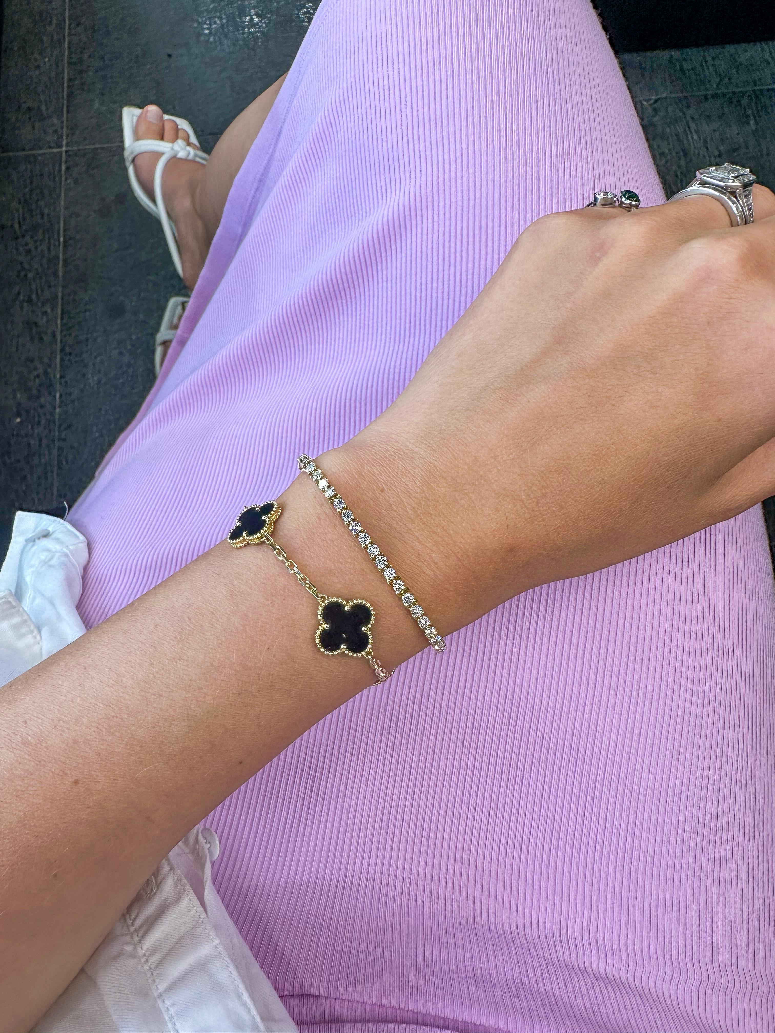 Donna Bracciale tennis Cartier in oro giallo 18 carati con diamante rotondo 4,50cttw