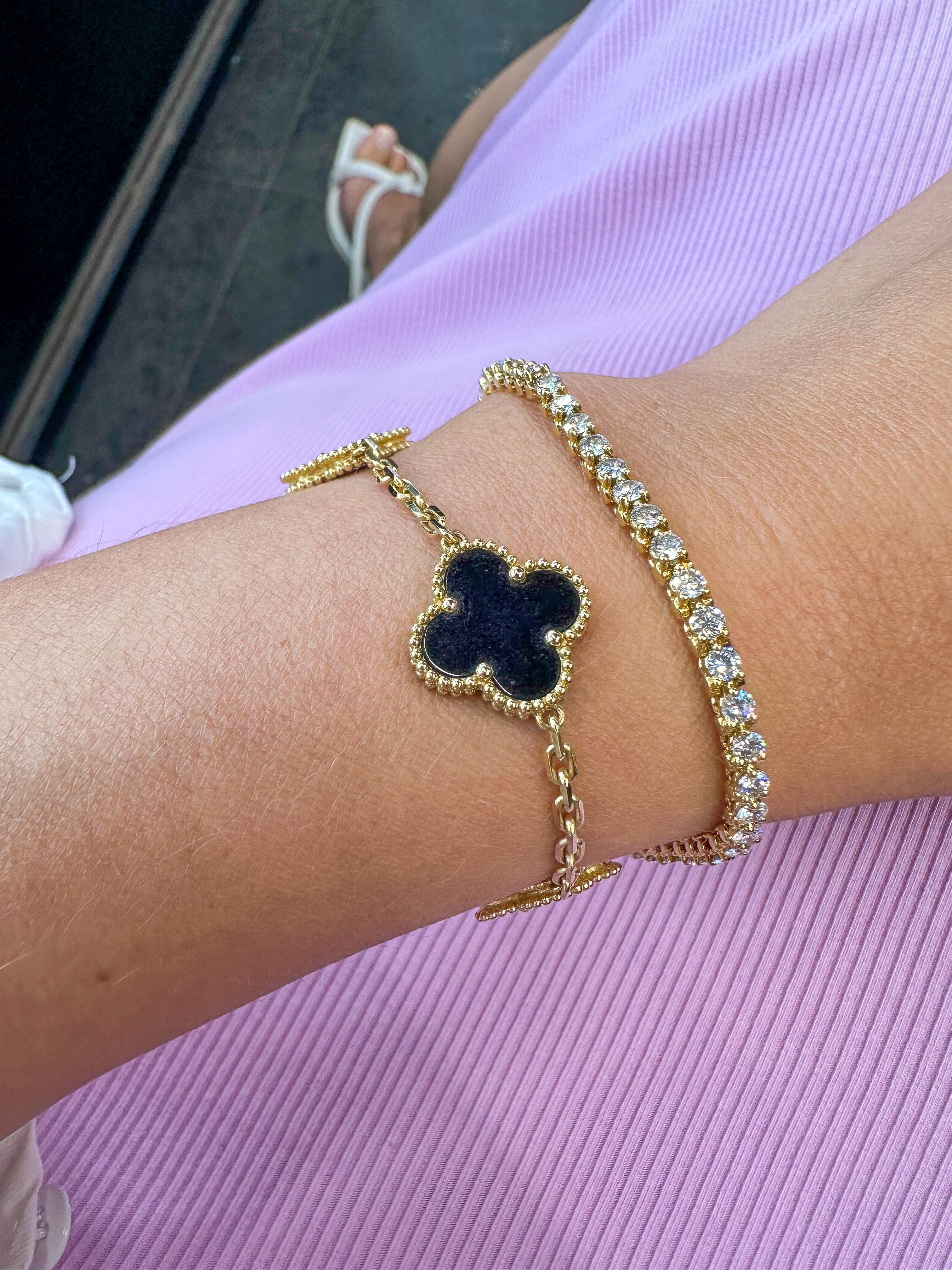 Bracciale tennis Cartier in oro giallo 18 carati con diamante rotondo 4,50cttw 1